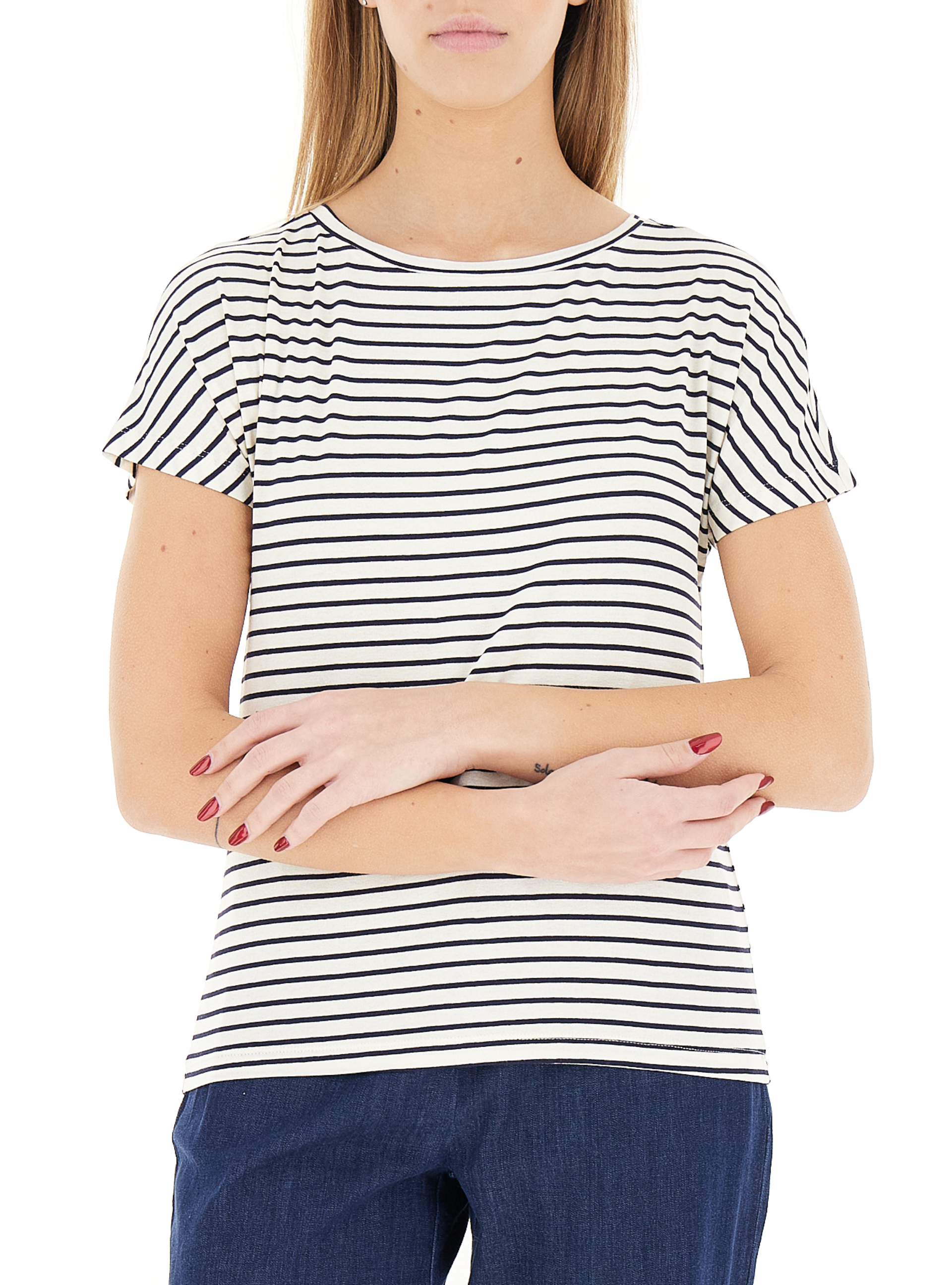 T-shirt a righe PANNA S
