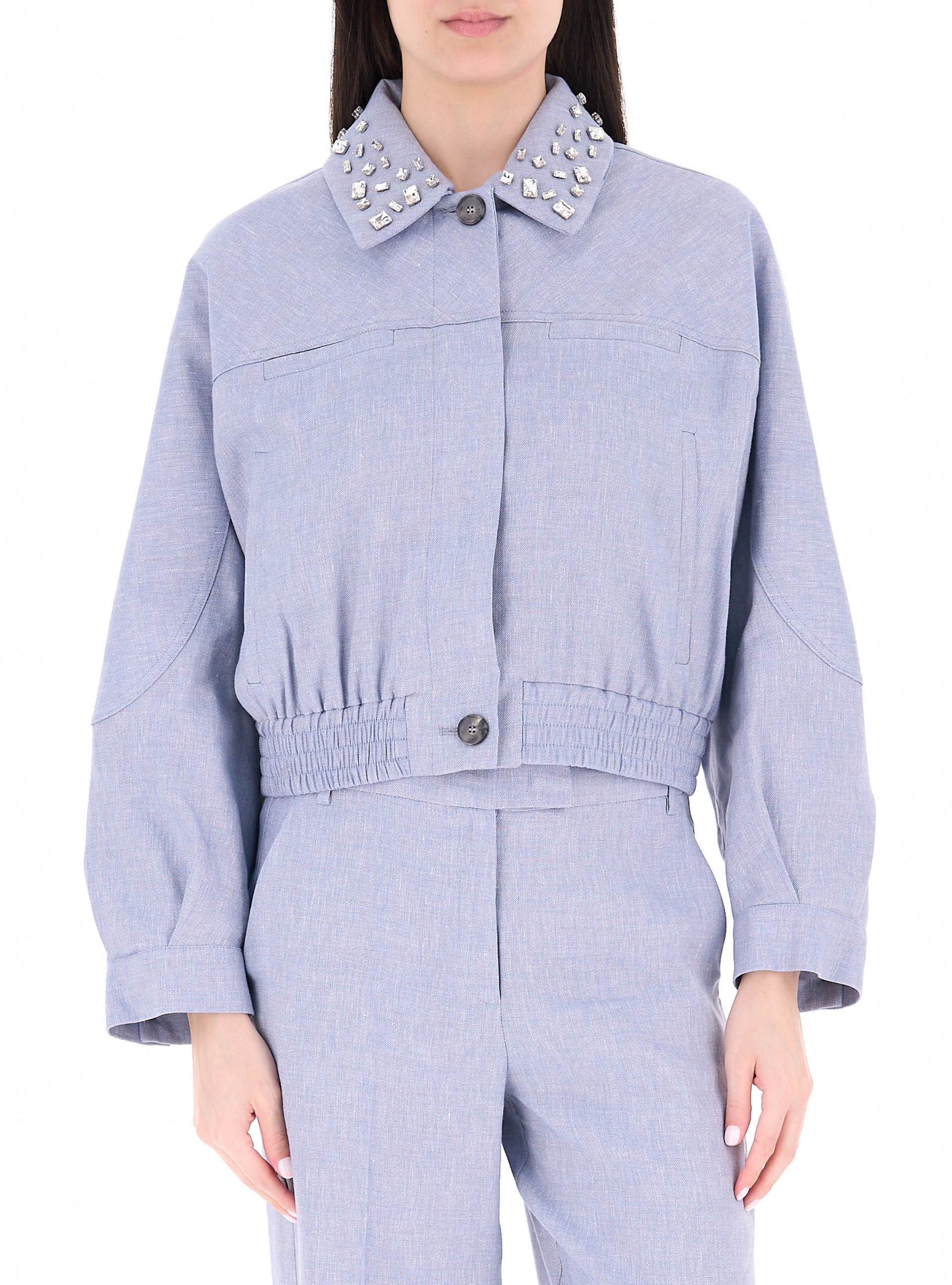 Giacca con colletto AZZURRO POLVERE 42