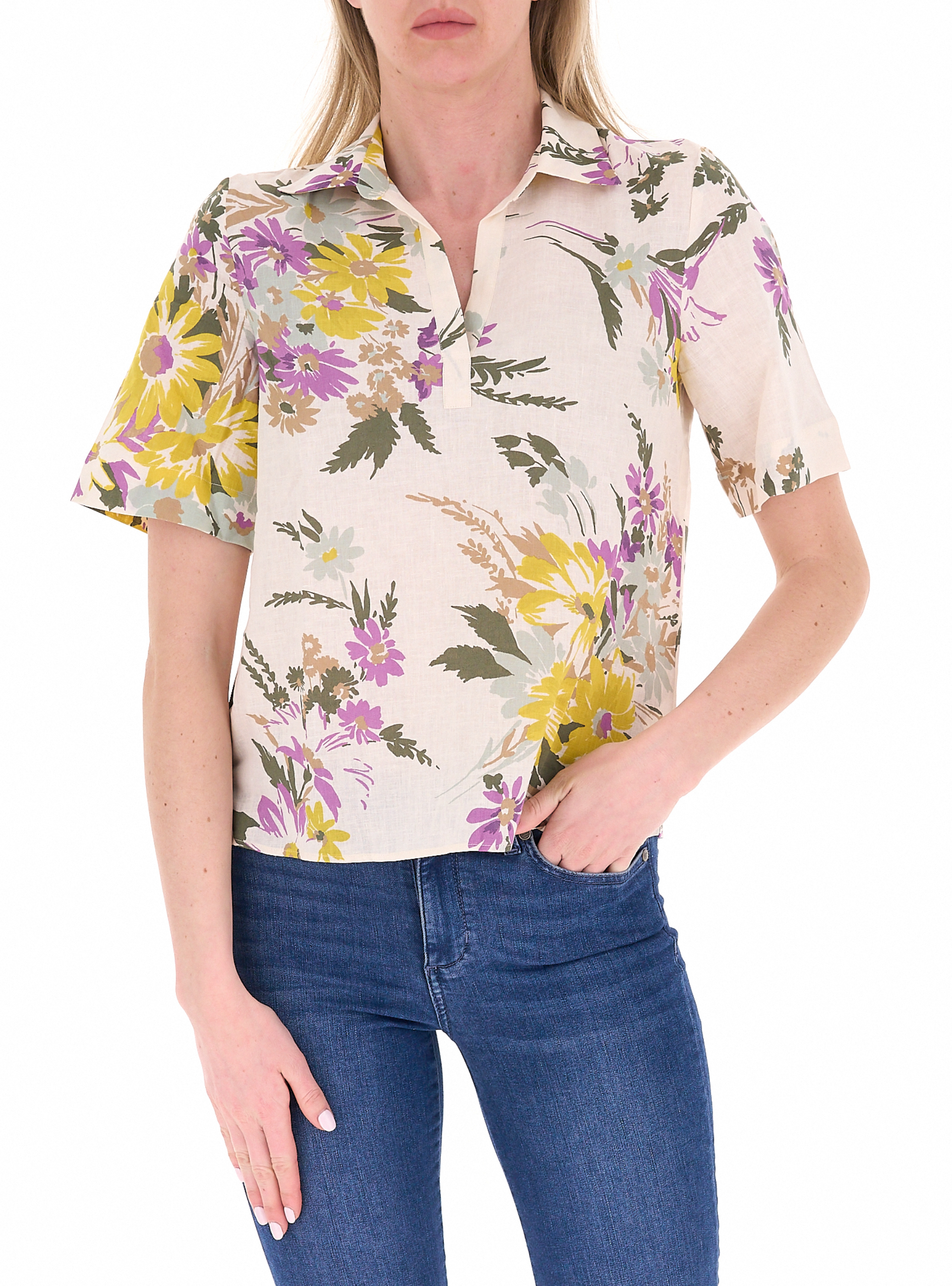 Blusa misto lino CREMA