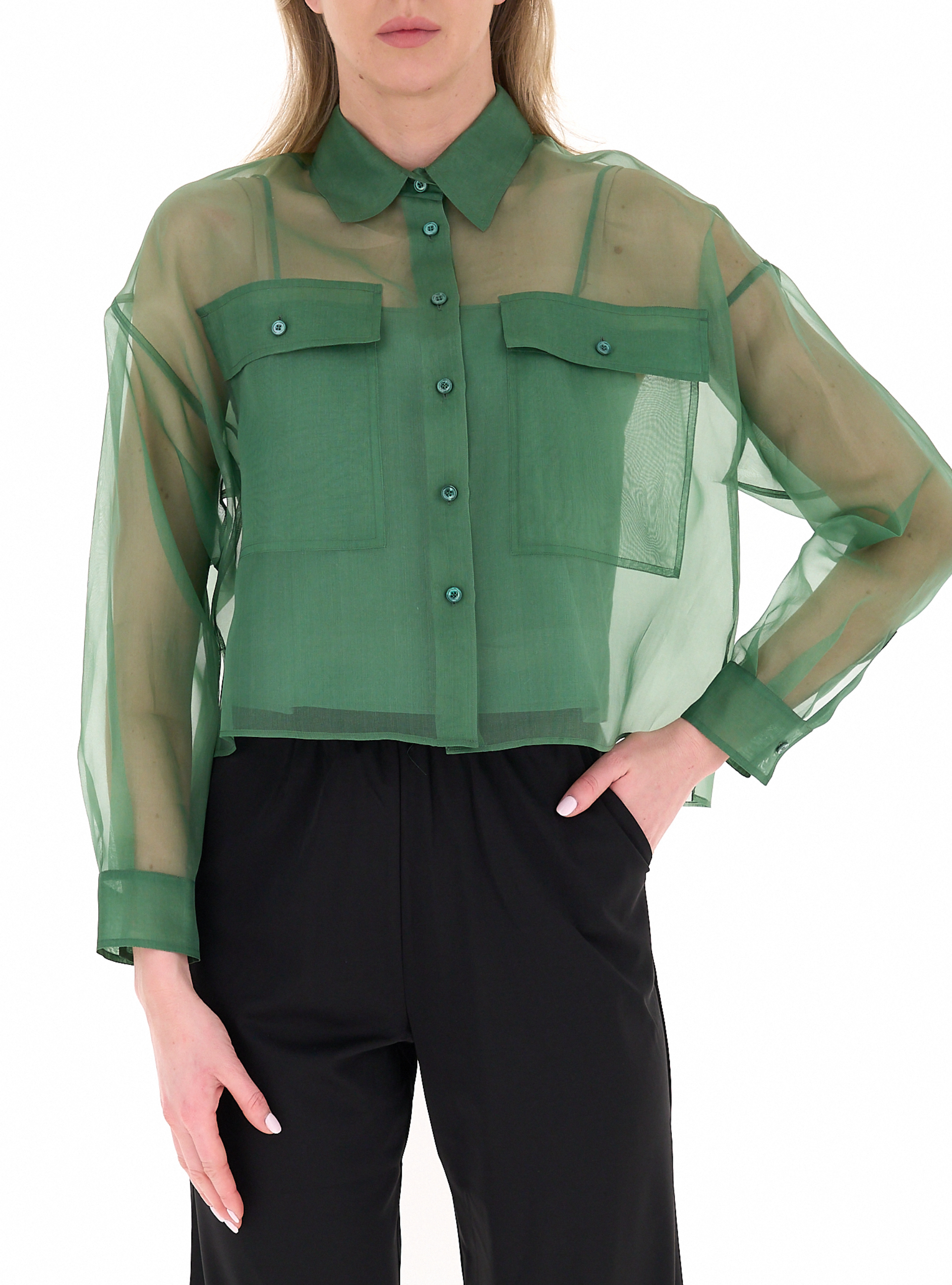 Camicia in seta VERDE
