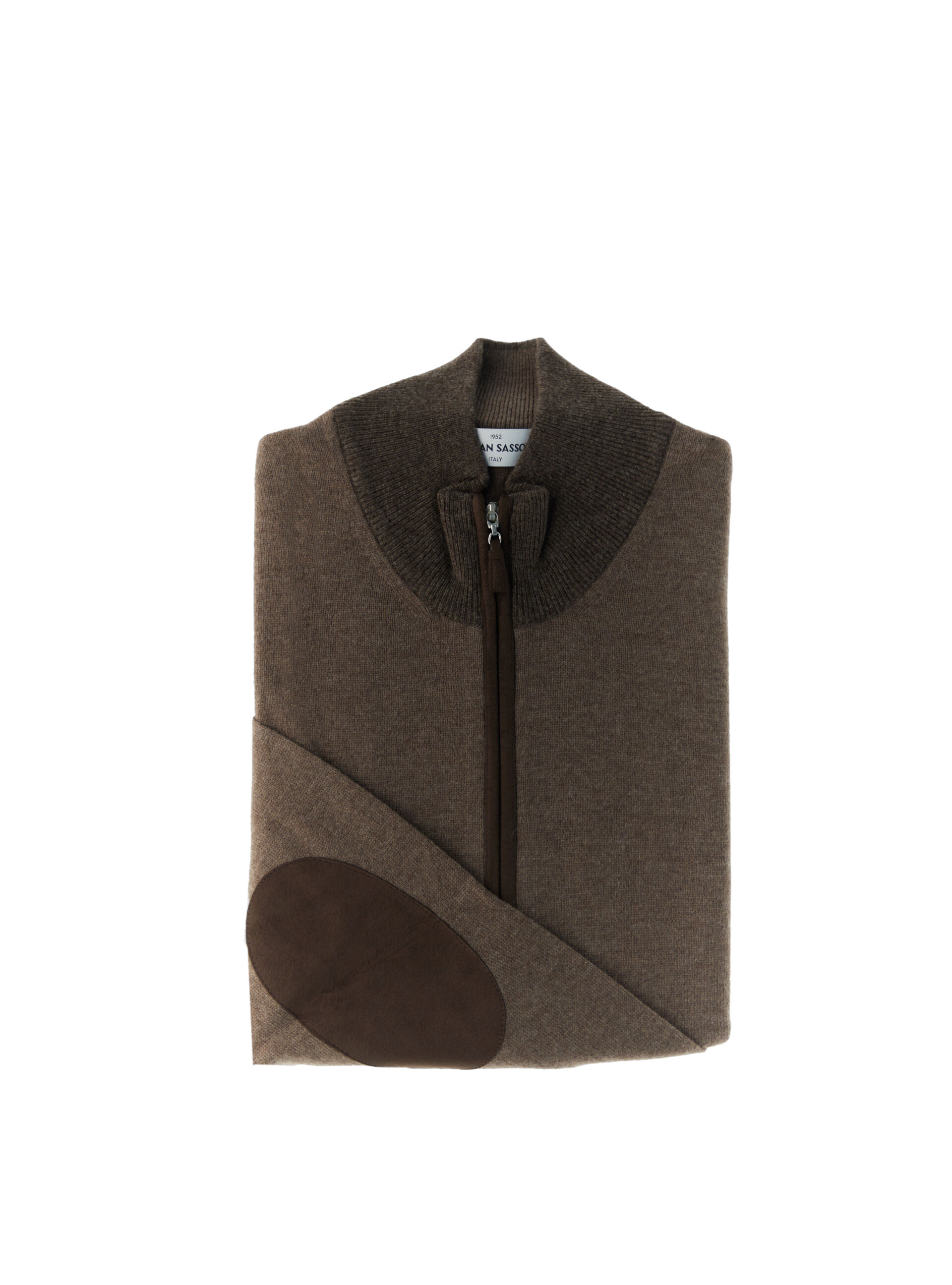 Cardigan con zip MARRONE 48