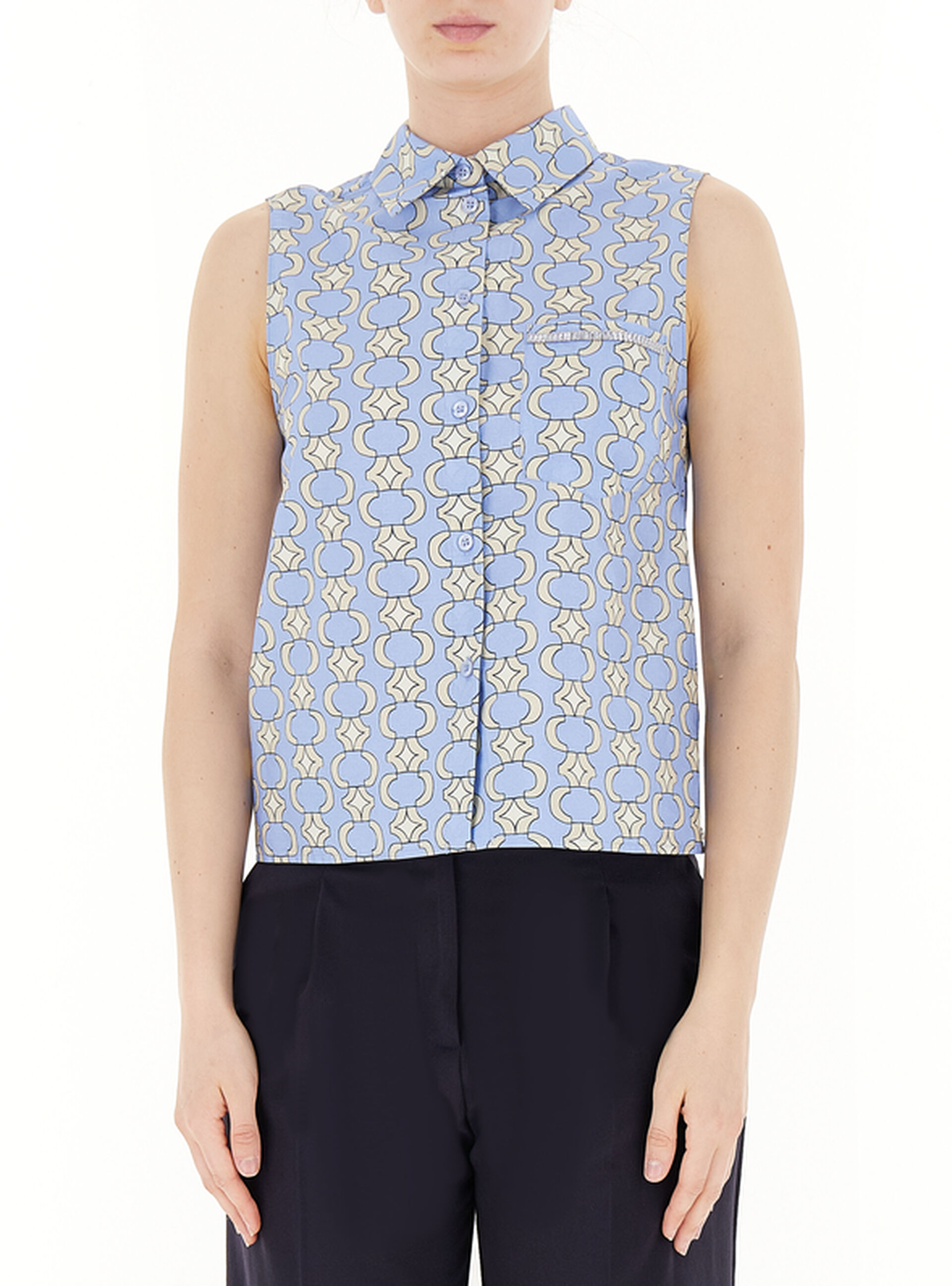 LIU JO Camicia smanicata AZZURRO