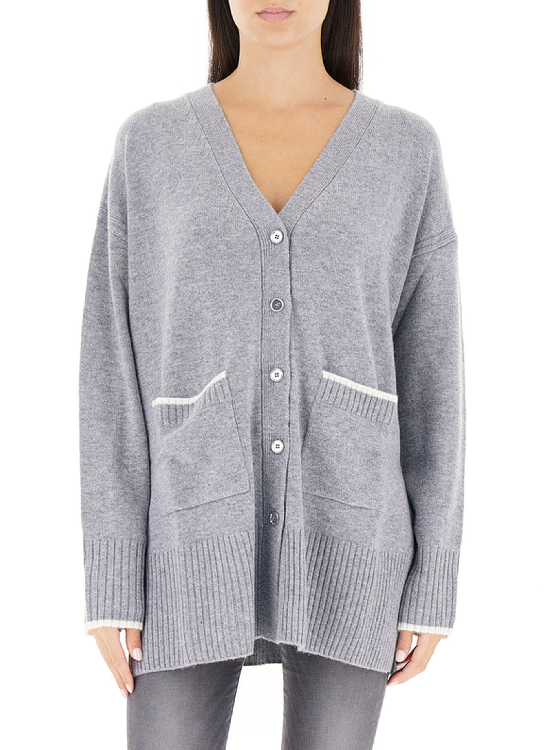 Cardigan lana cashmere GRIGIO S
