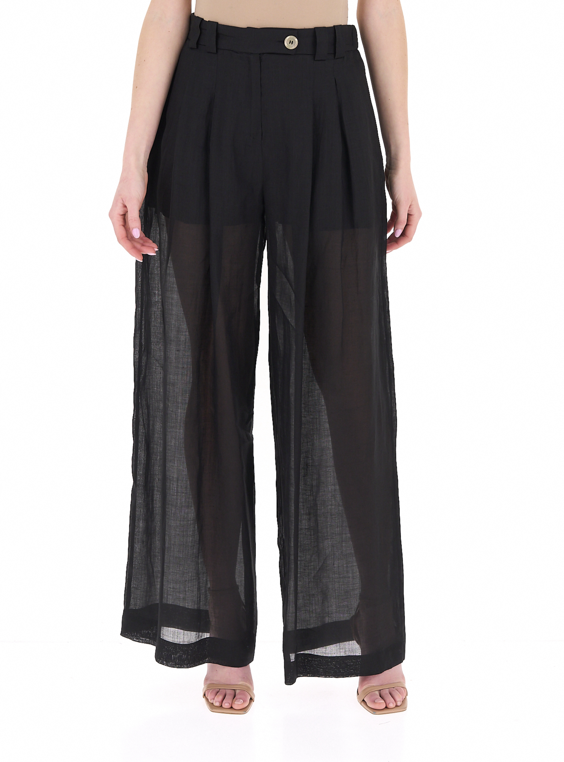 Marella Pantalone in lino NERO