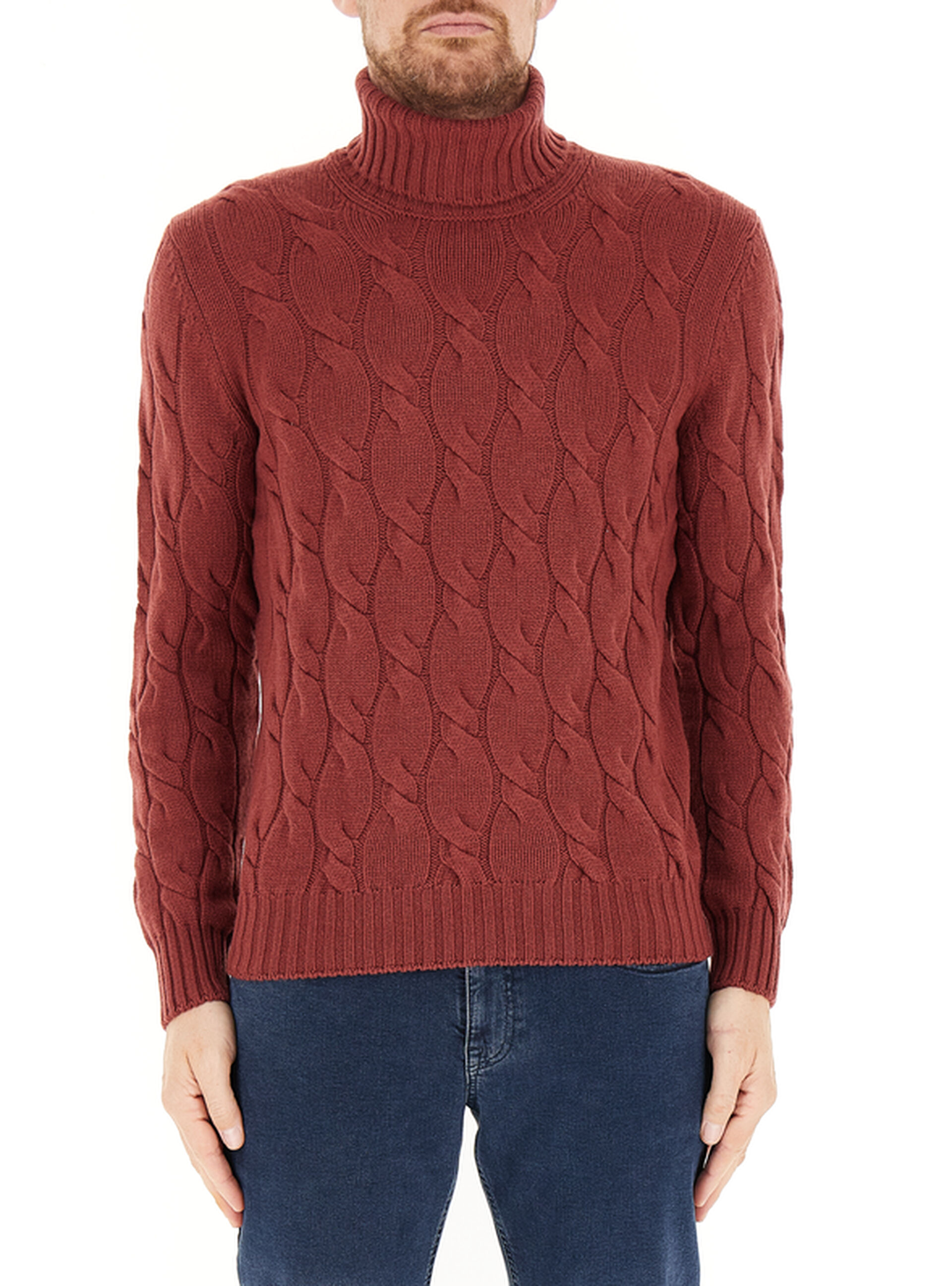 Maglione a trecce MATTONE