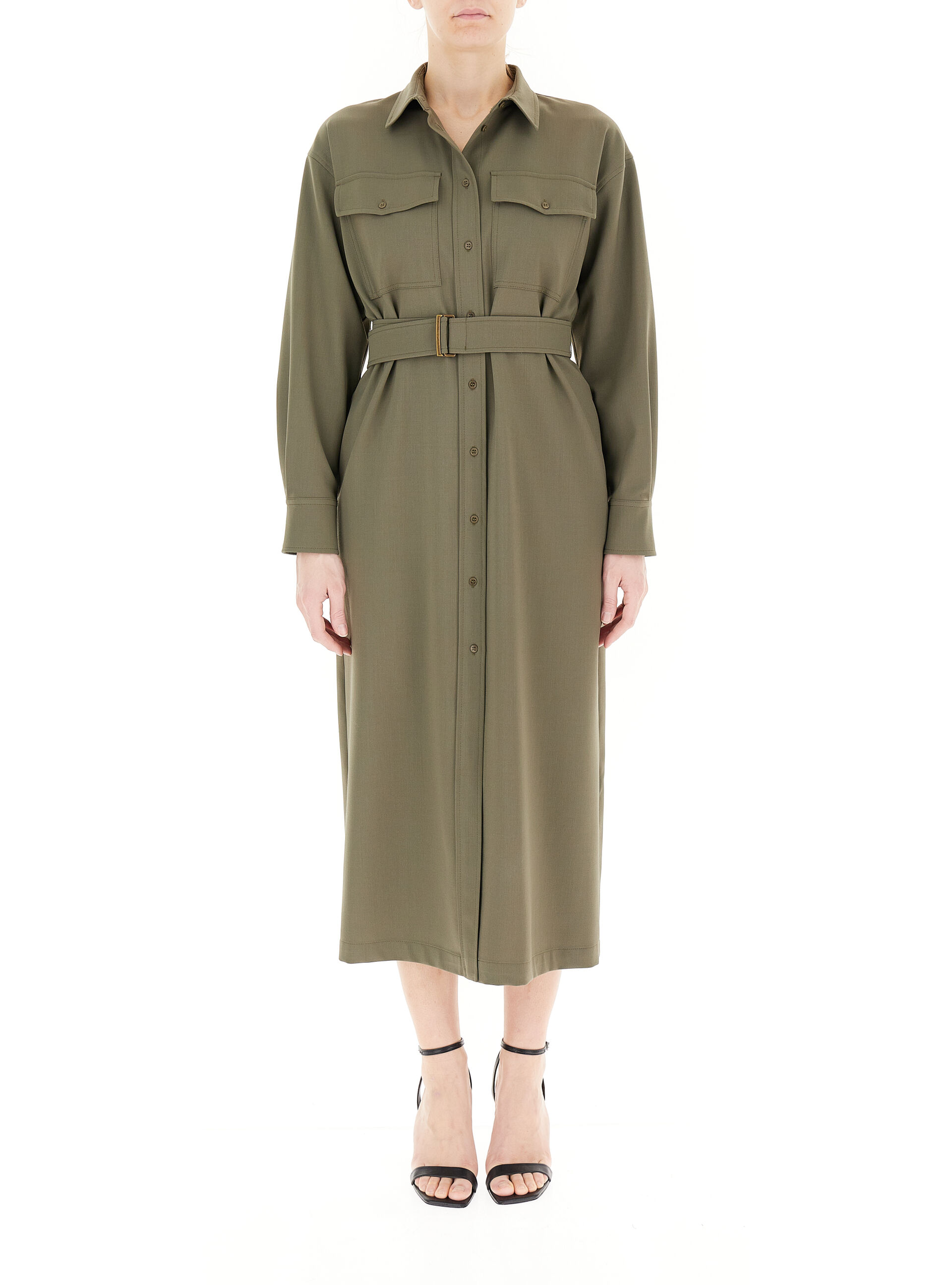 Chemisier con cintura VERDE MILITARE 42