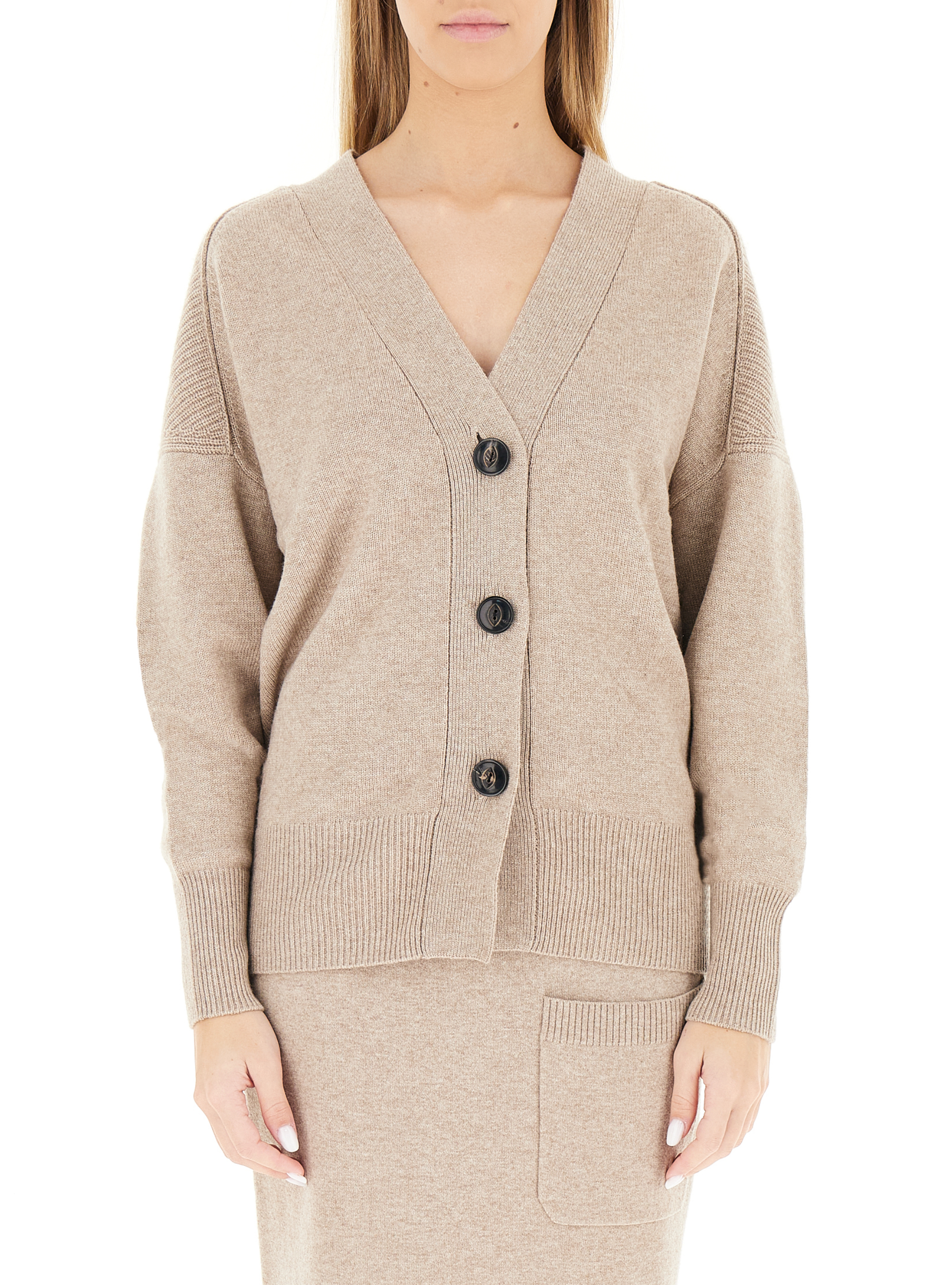 QUILISIA Cardigan scollo V BEIGE