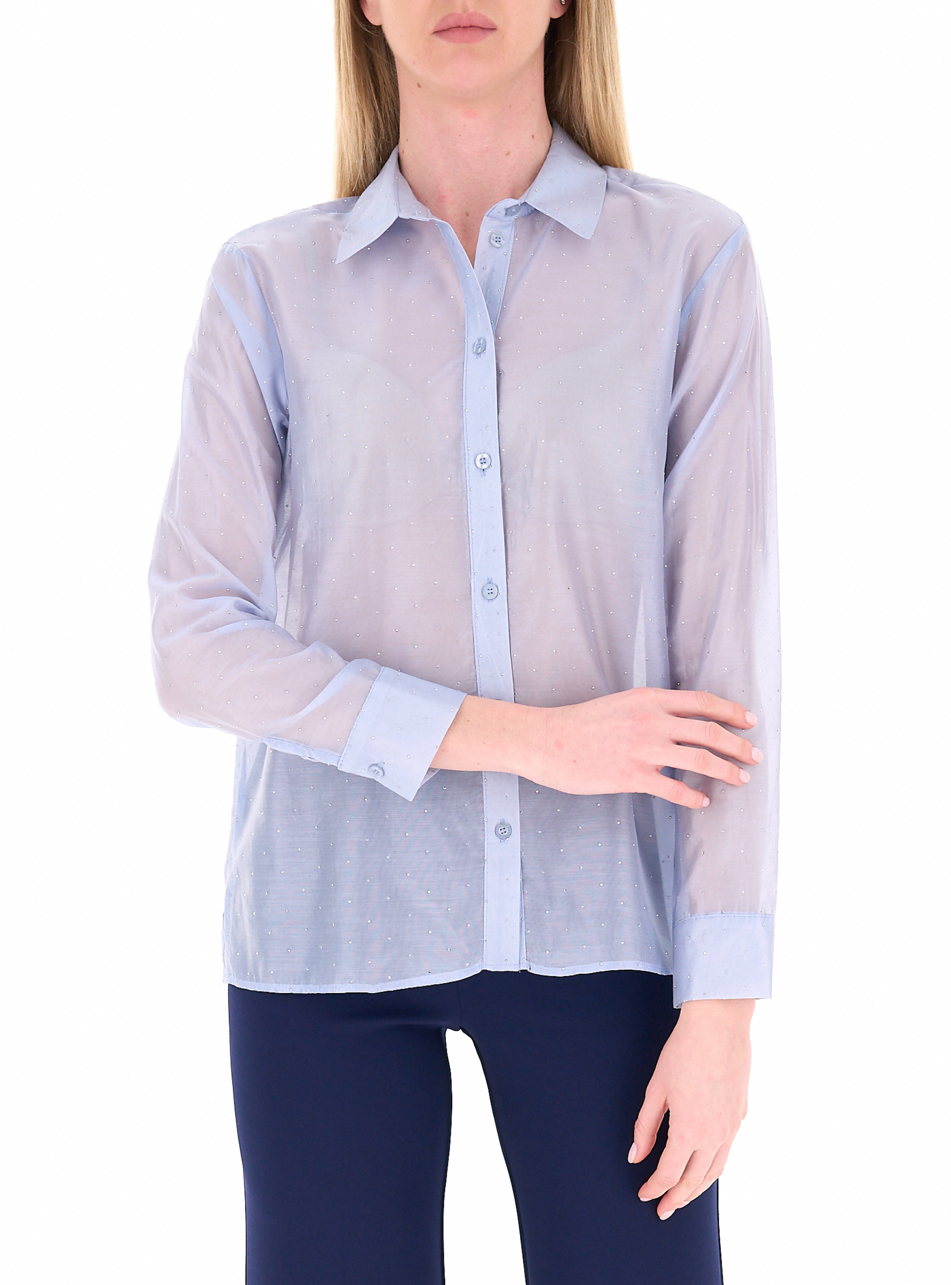 Camicia con brillantini AZZURRO POLVERE