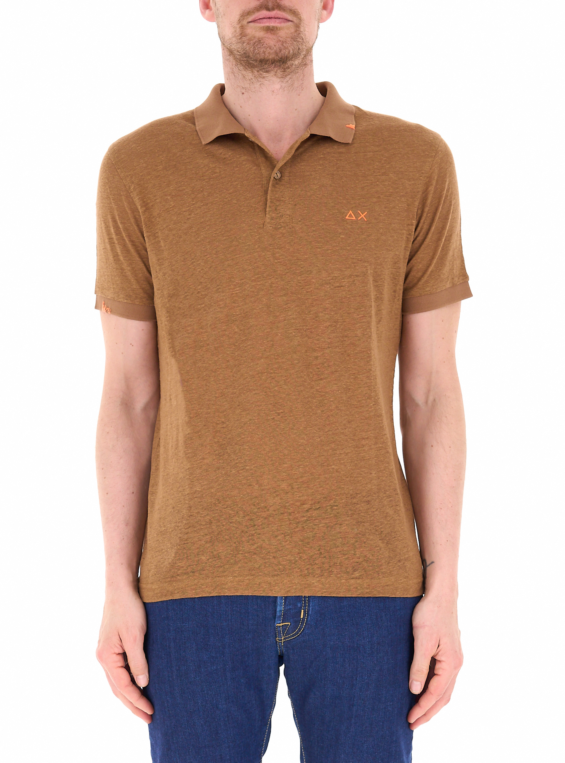 Polo in lino MARRONE CHIARO L