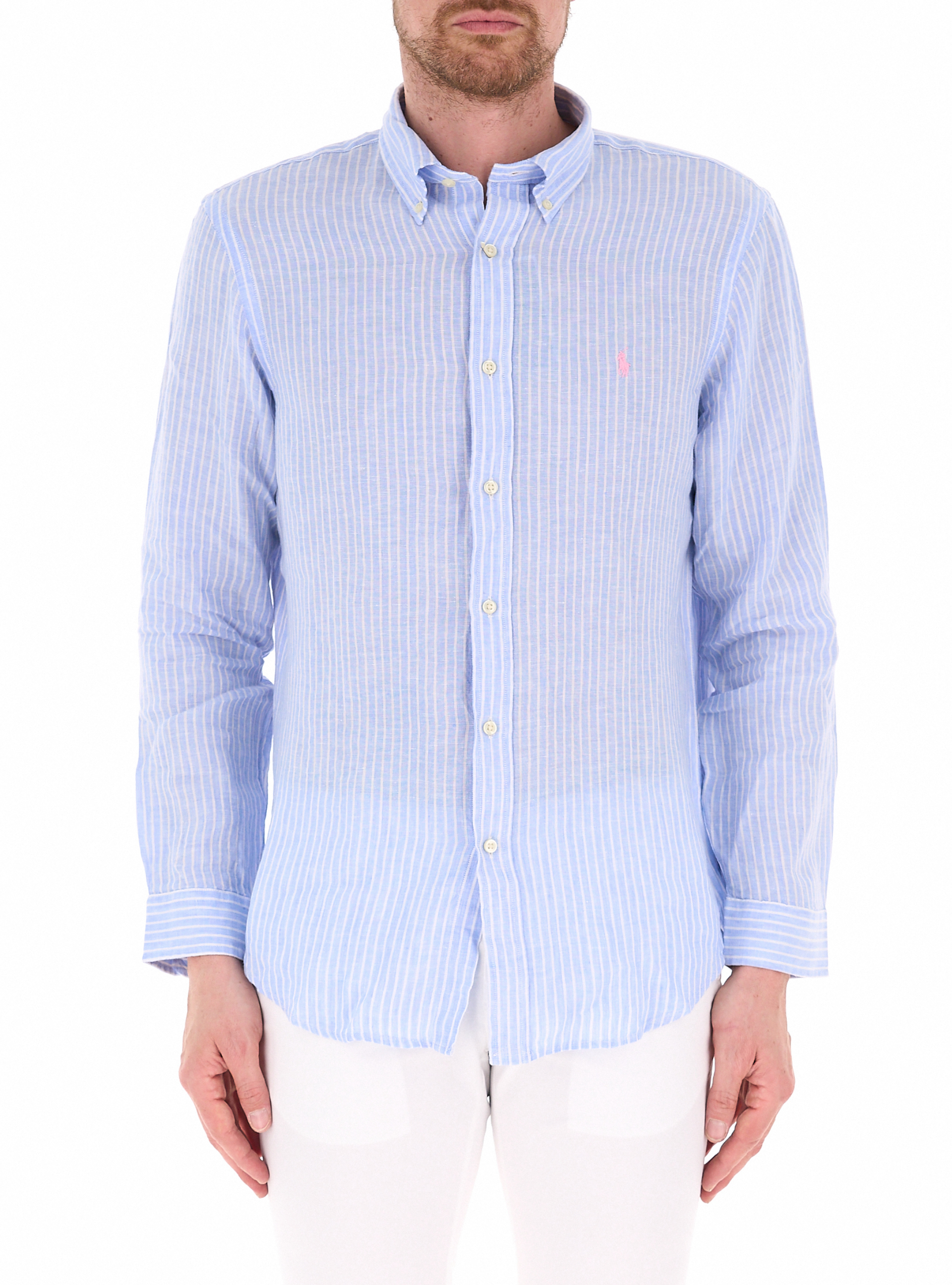 Camicia in lino POLO AZZURRO CHIARO