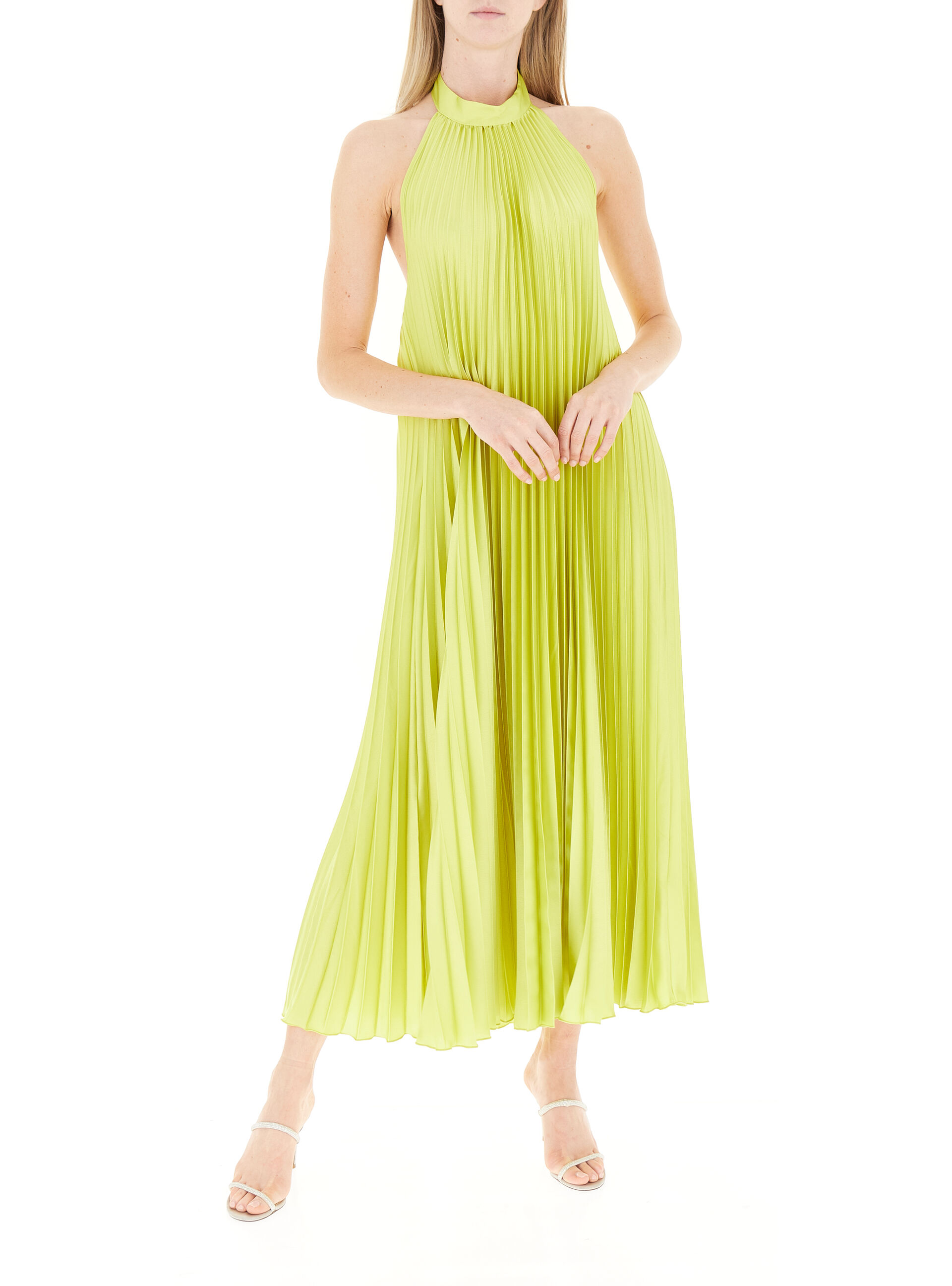 Abito plissettato halter VERDE LIME