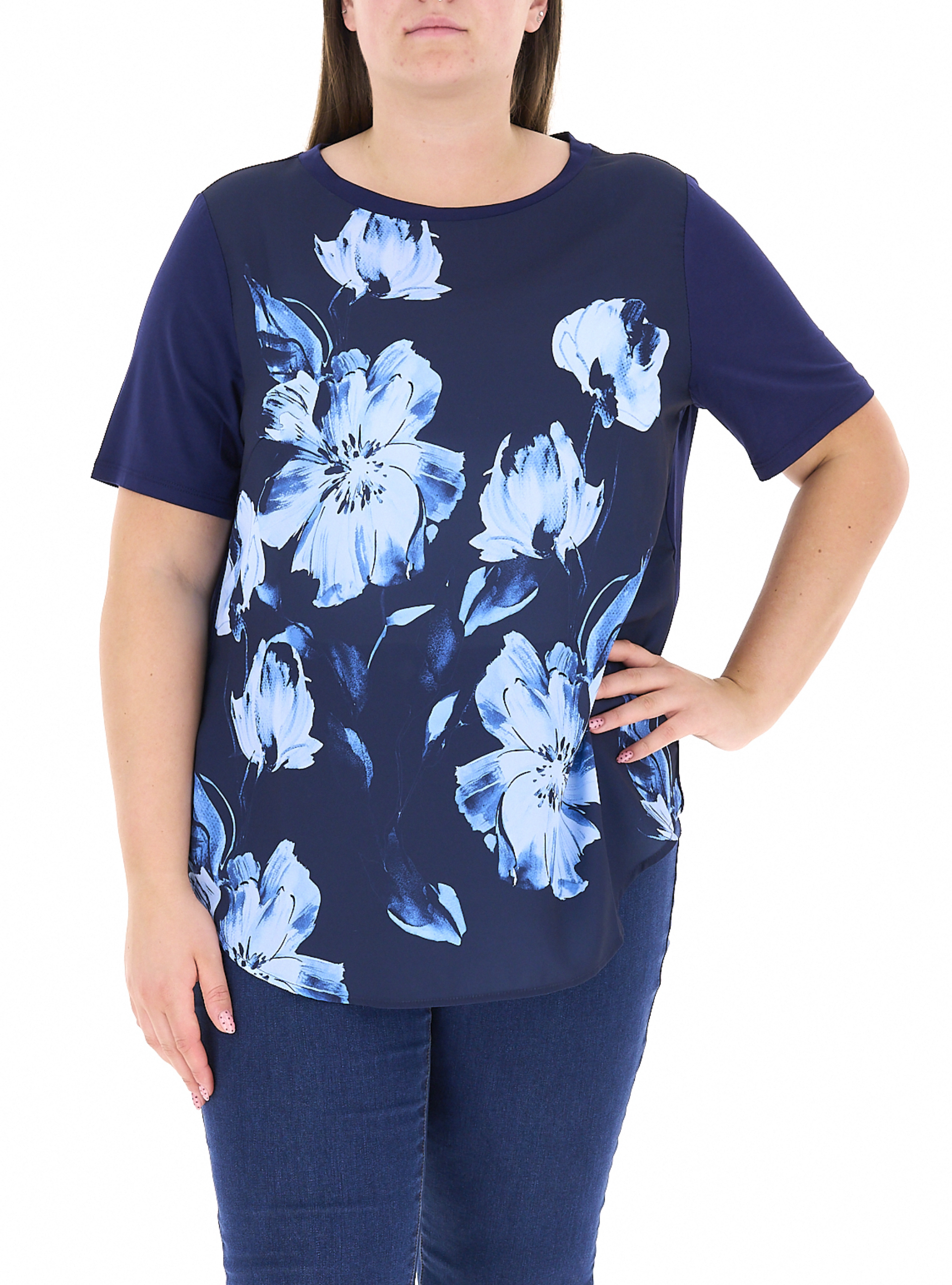 T-shirt con inserto BLU L