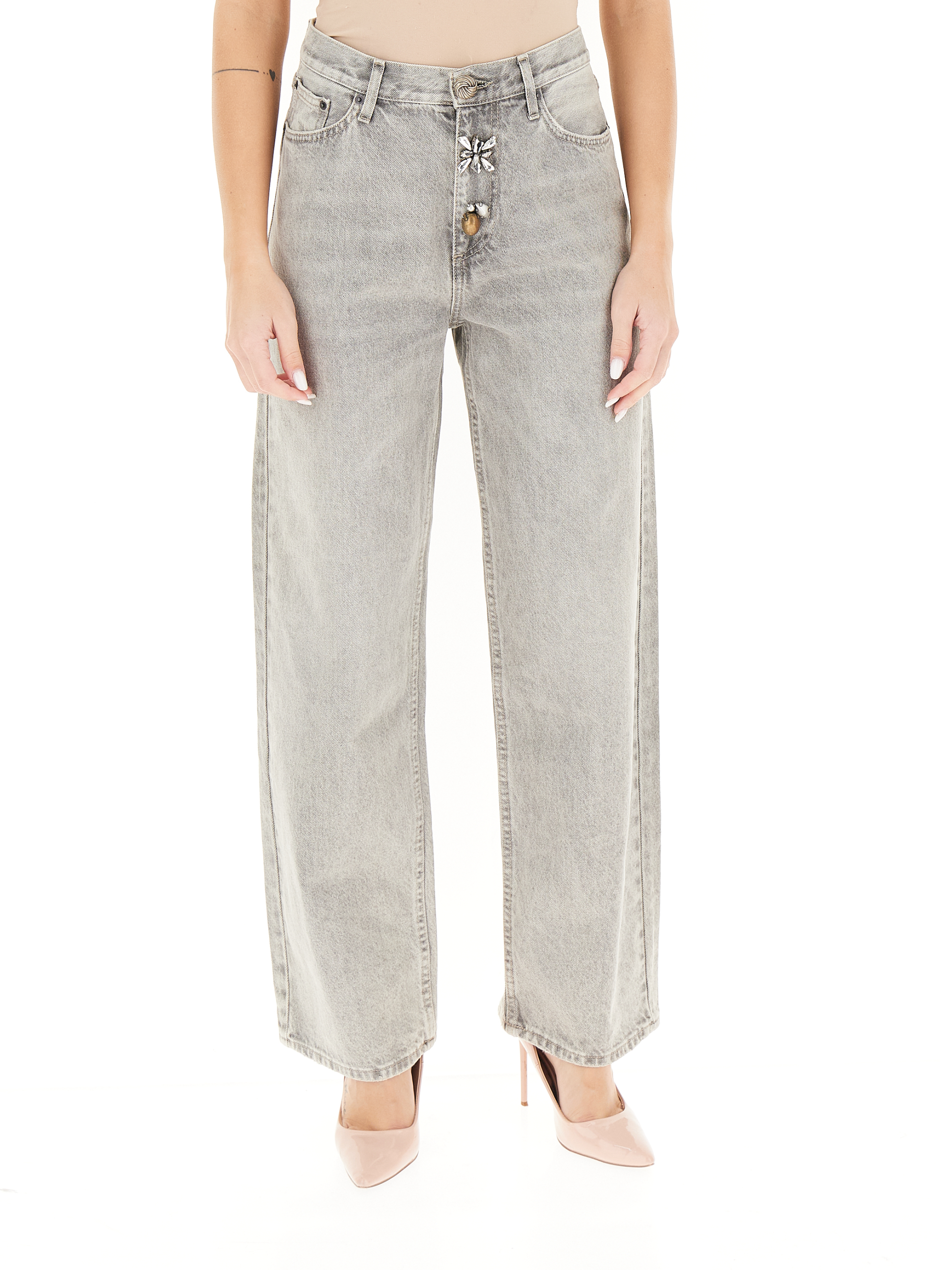 Jeans wide leg GRIGIO CHIARO