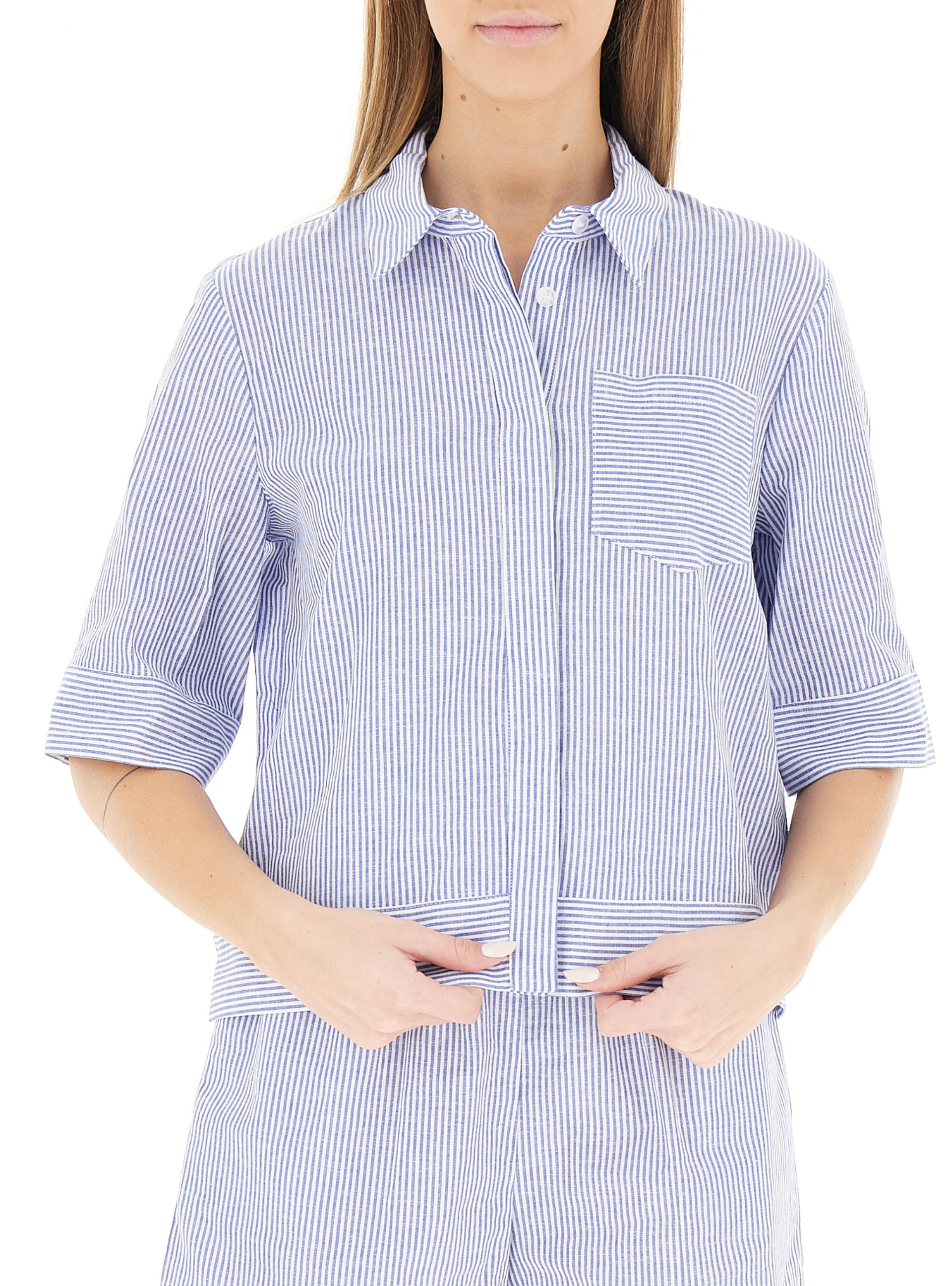Camicia misto lino BLU CHIARO M