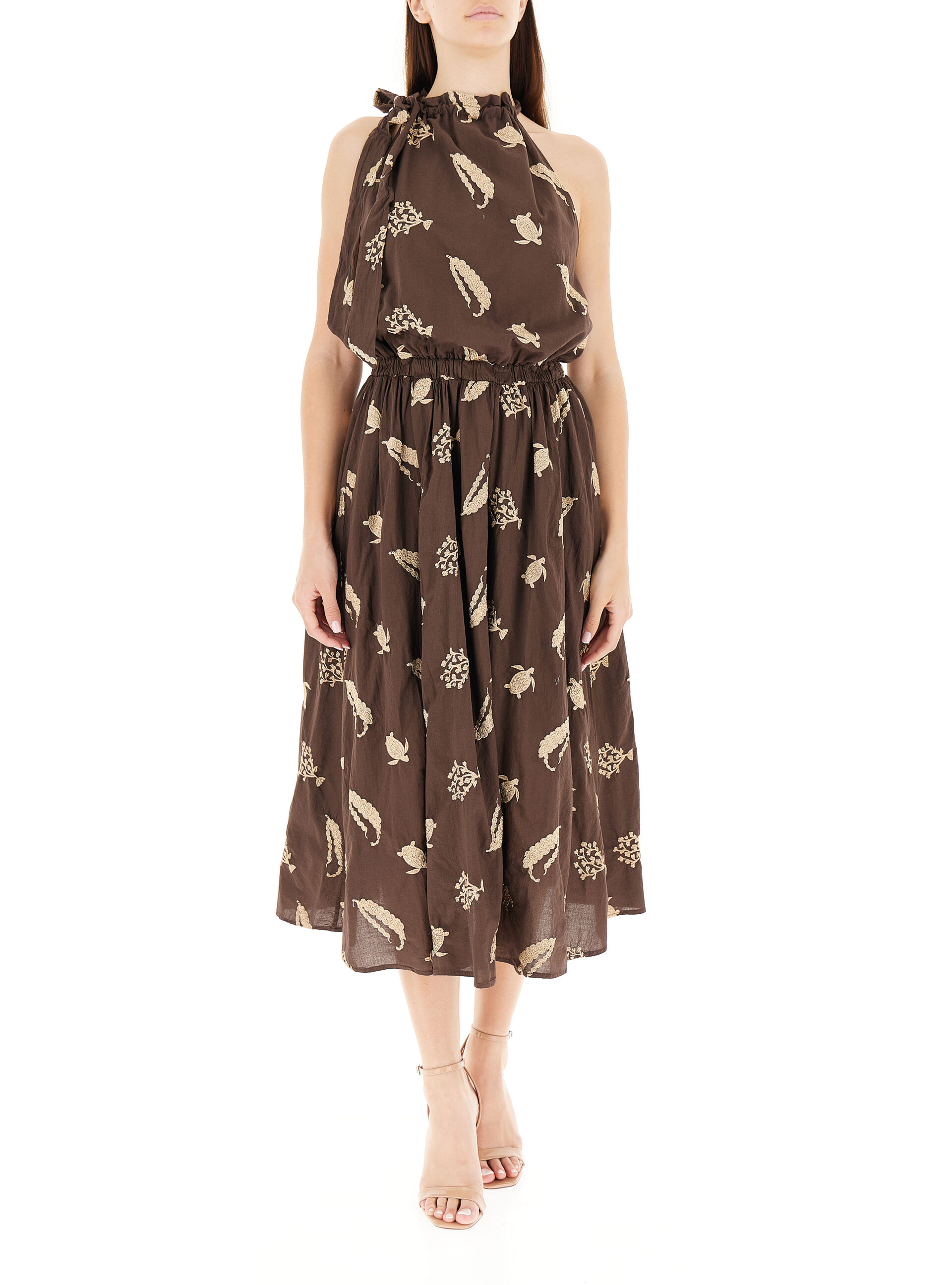 VICOLO Abito scollo halter MARRONE