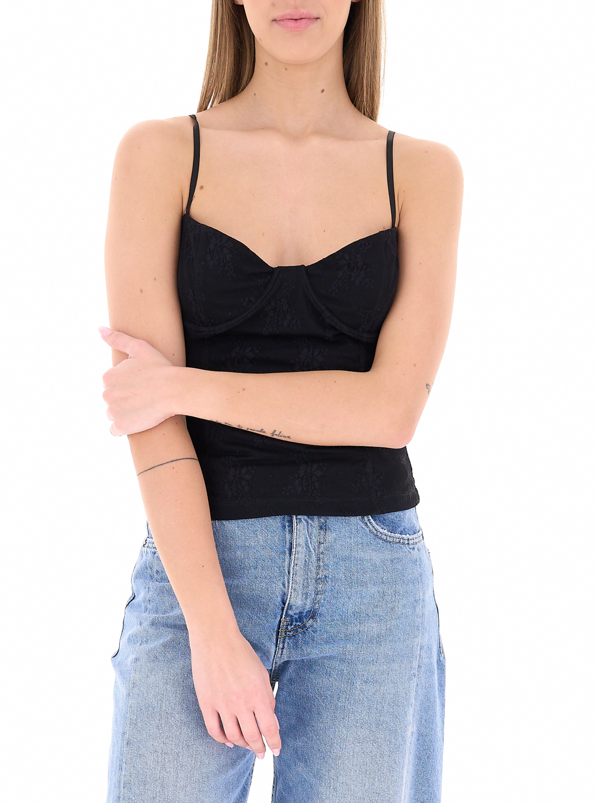 VICOLO Top scollo a cuore NERO M