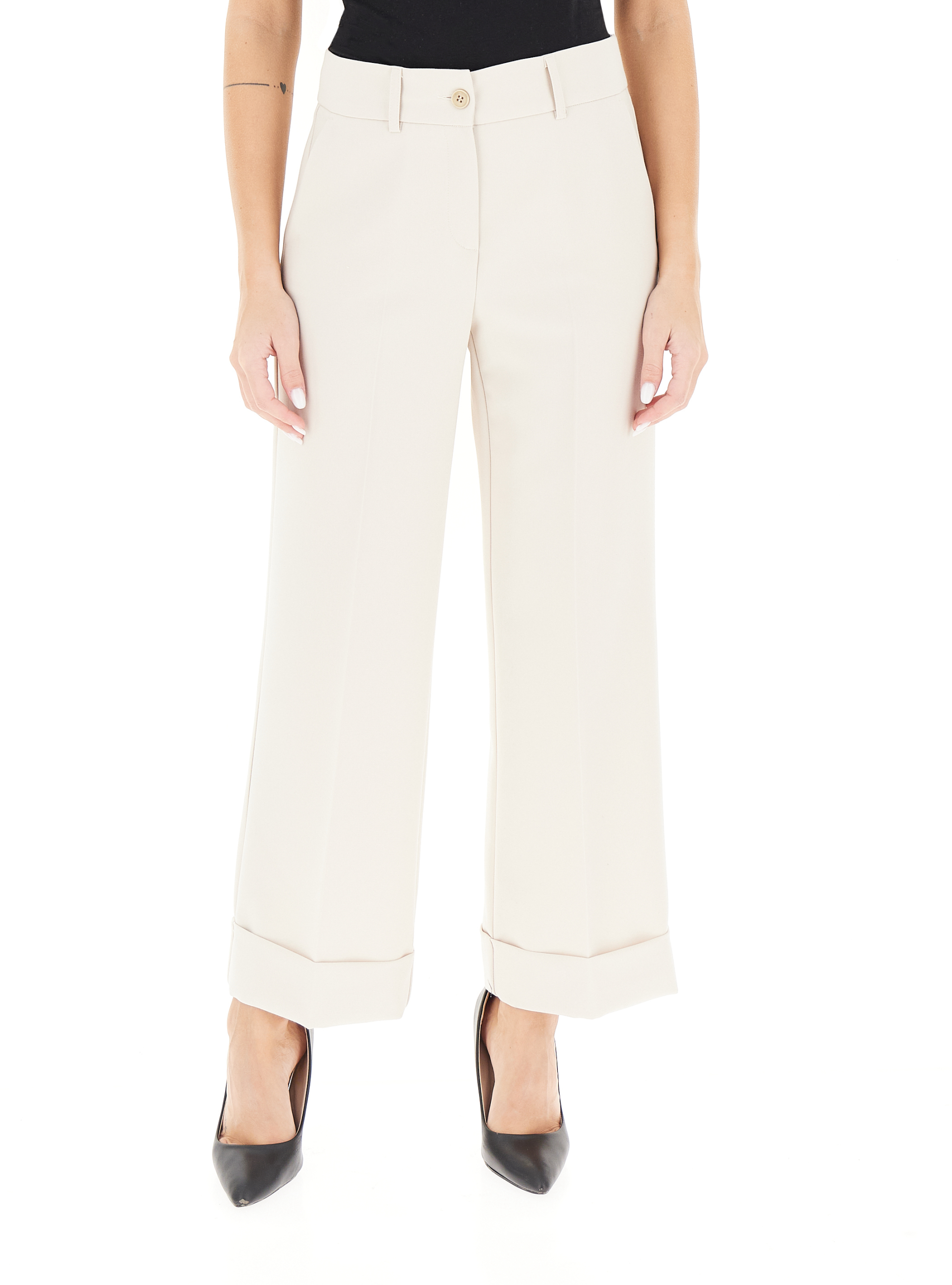 Pantalone con risvolto AVORIO