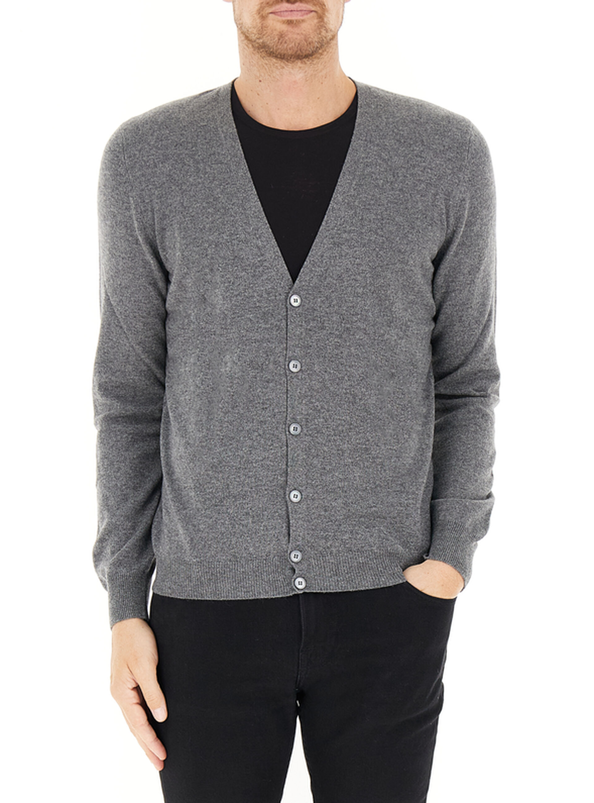 Cardigan scollo V GRIGIO
