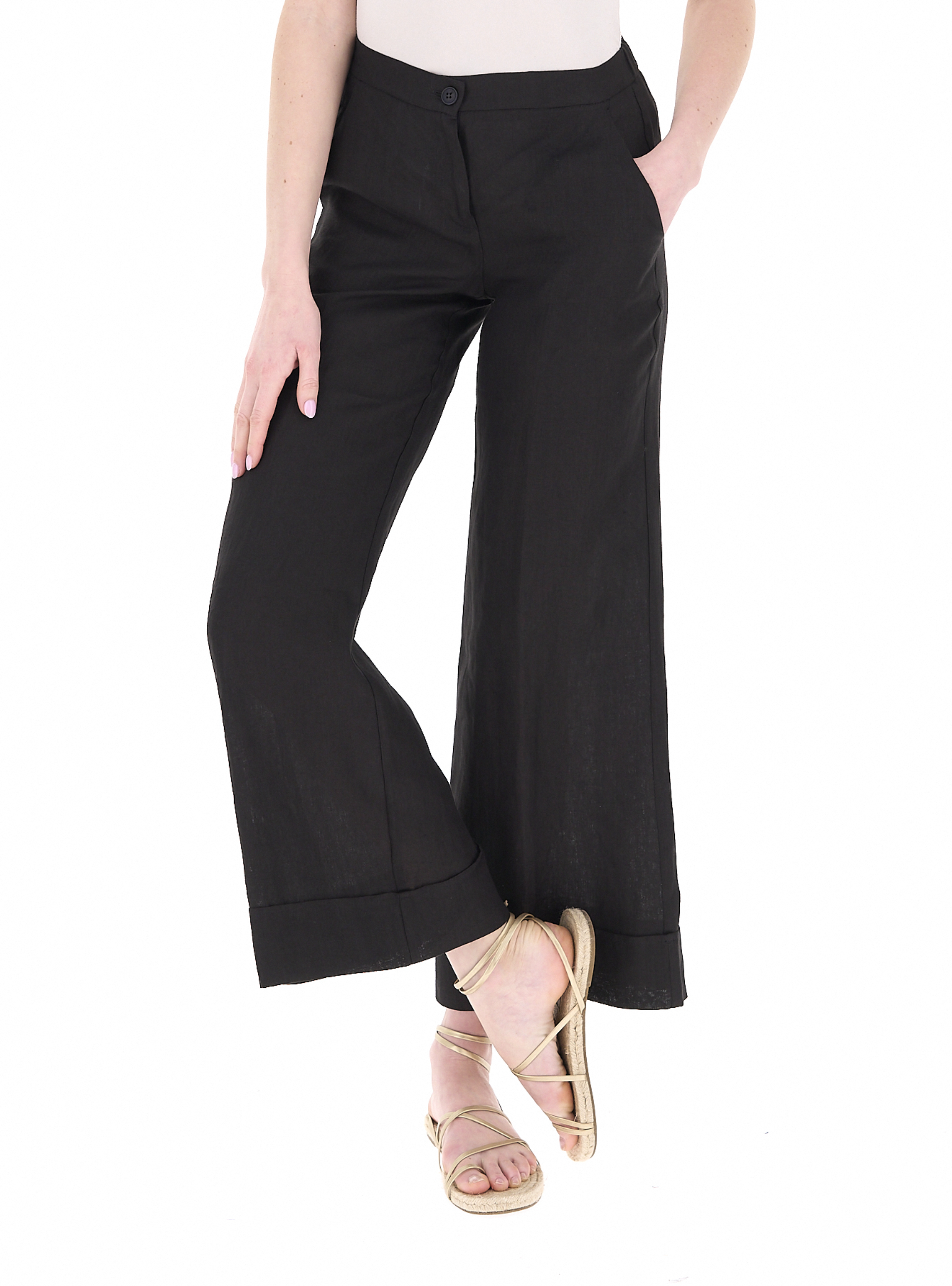 LINKS Pantalone in lino NERO