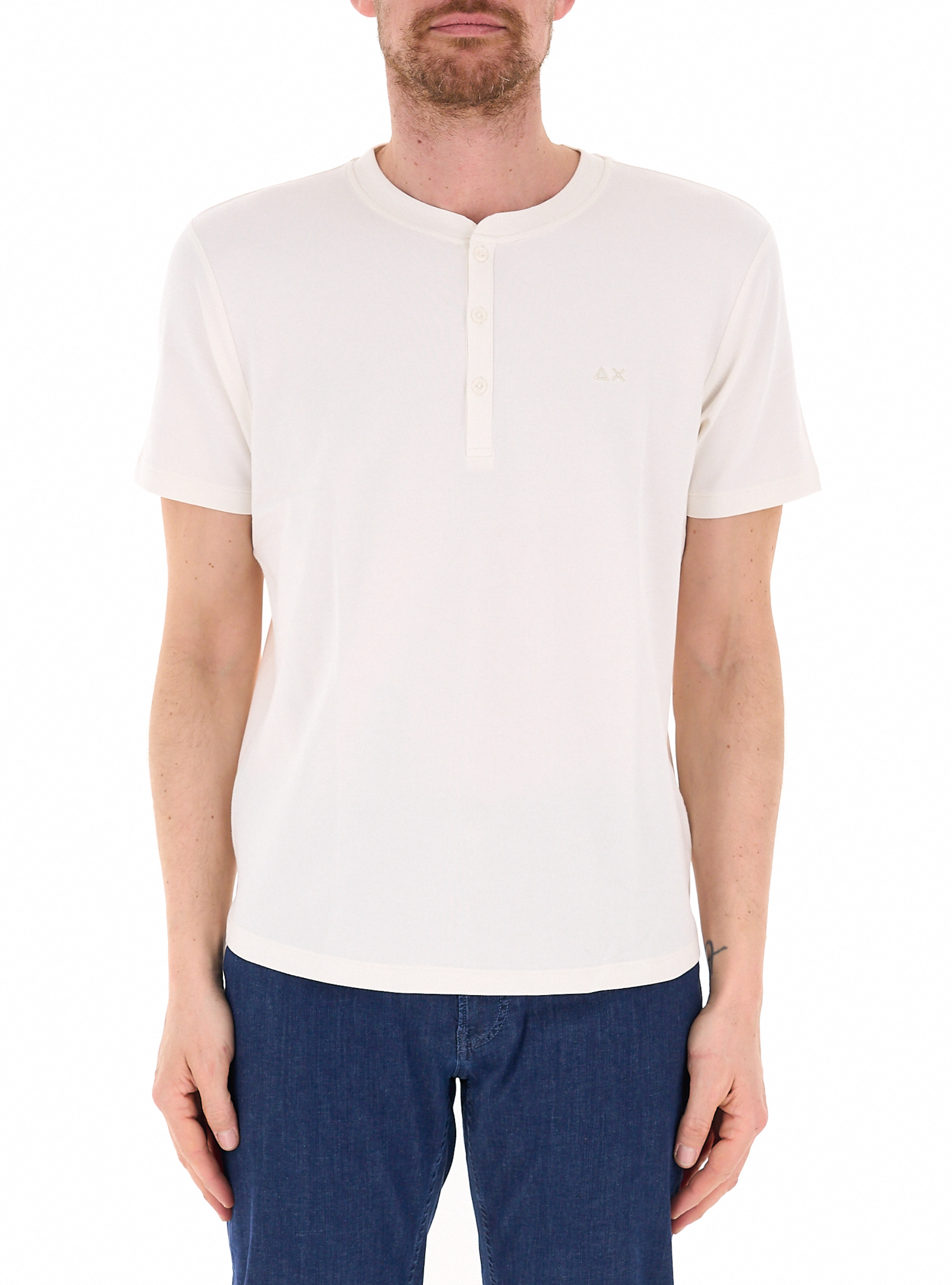 SUN68 T-shirt con bottoni PANNA M