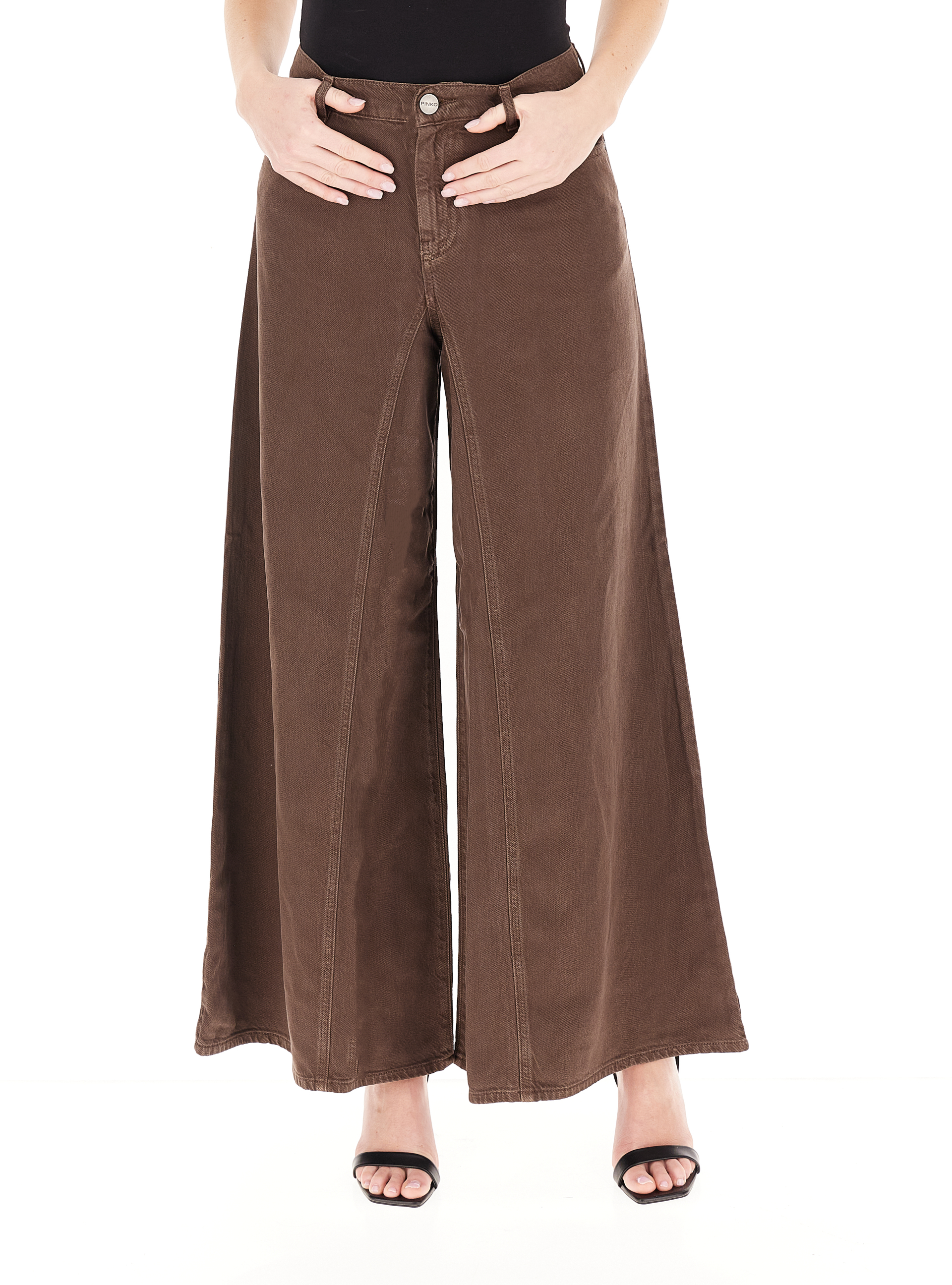 Pinko Jeans wide leg MARRONE
