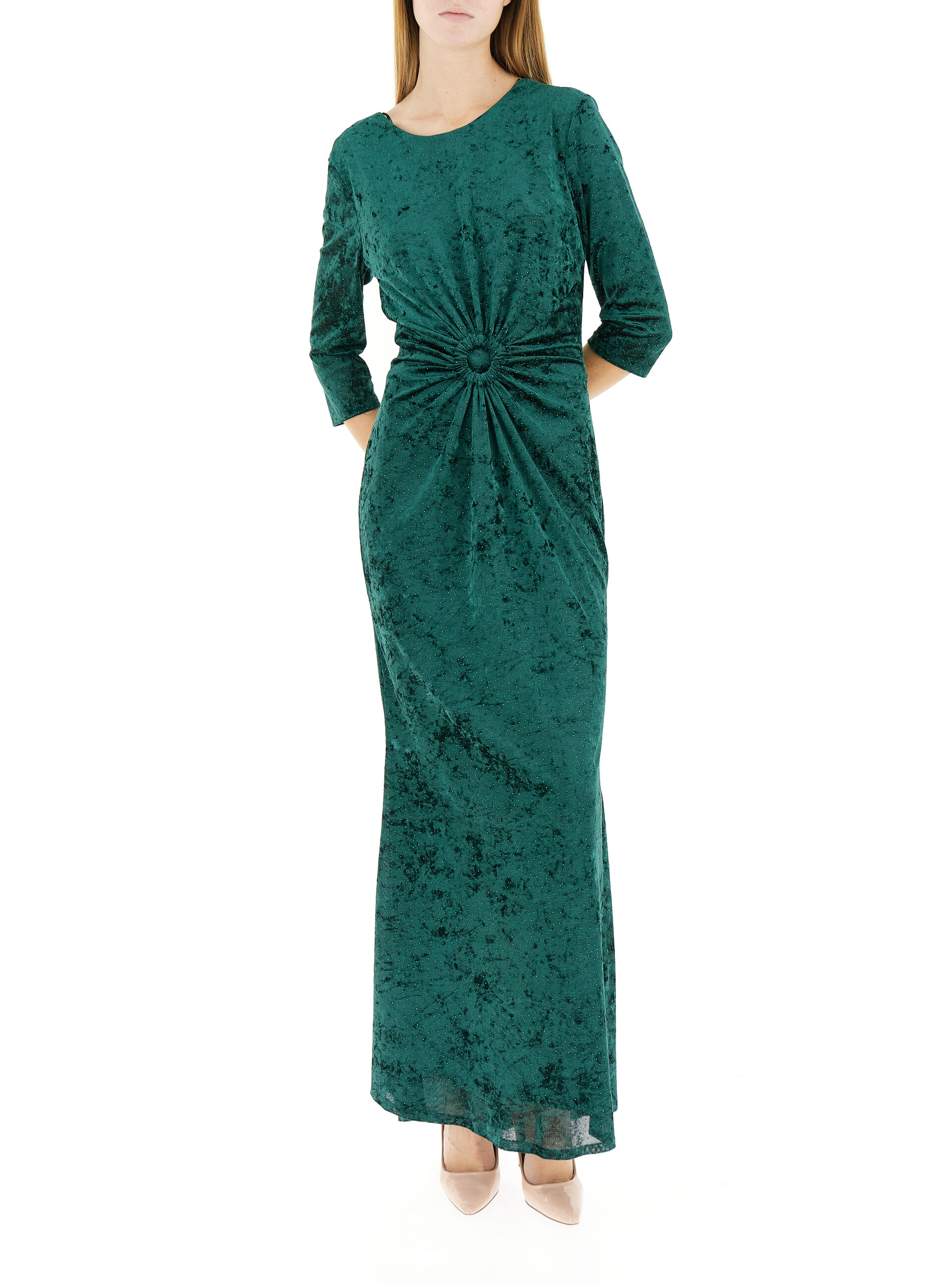 Abito con drappeggio VERDE SCURO S