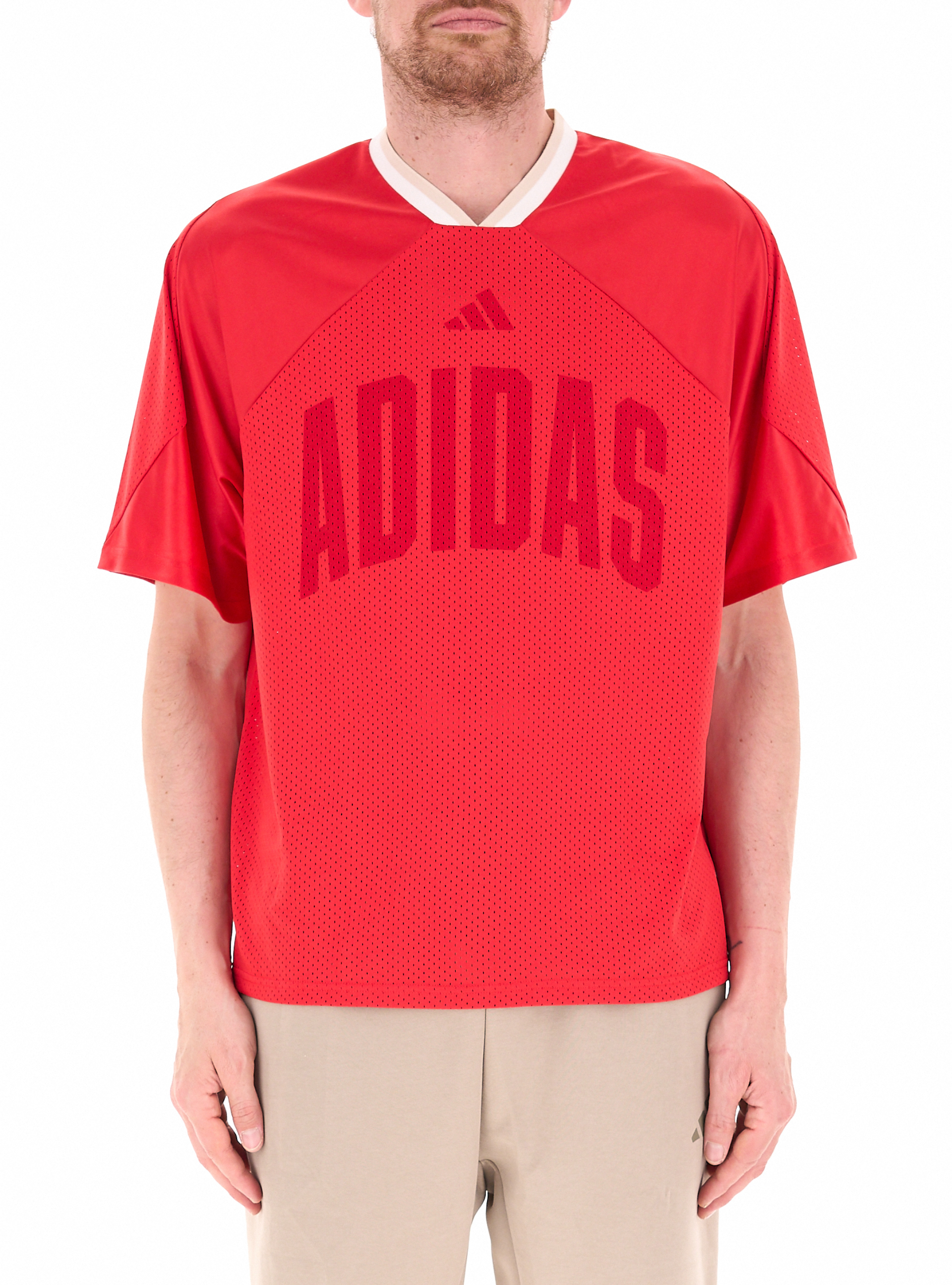 Adidas T-shirt scollo V ROSSO M