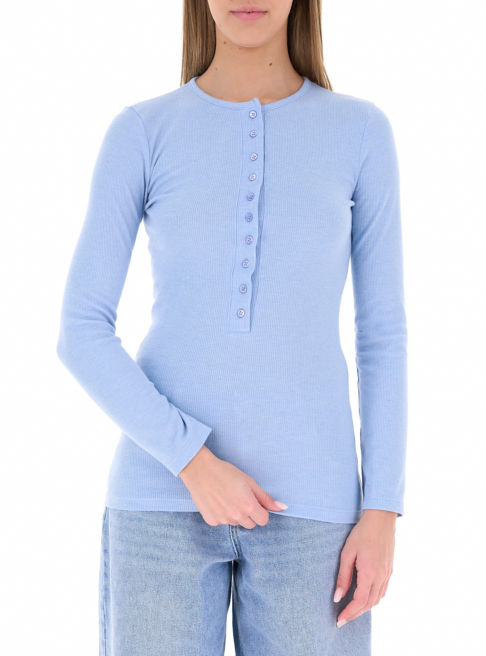 T-shirt maniche lunghe AZZURRO CHIARO UNI