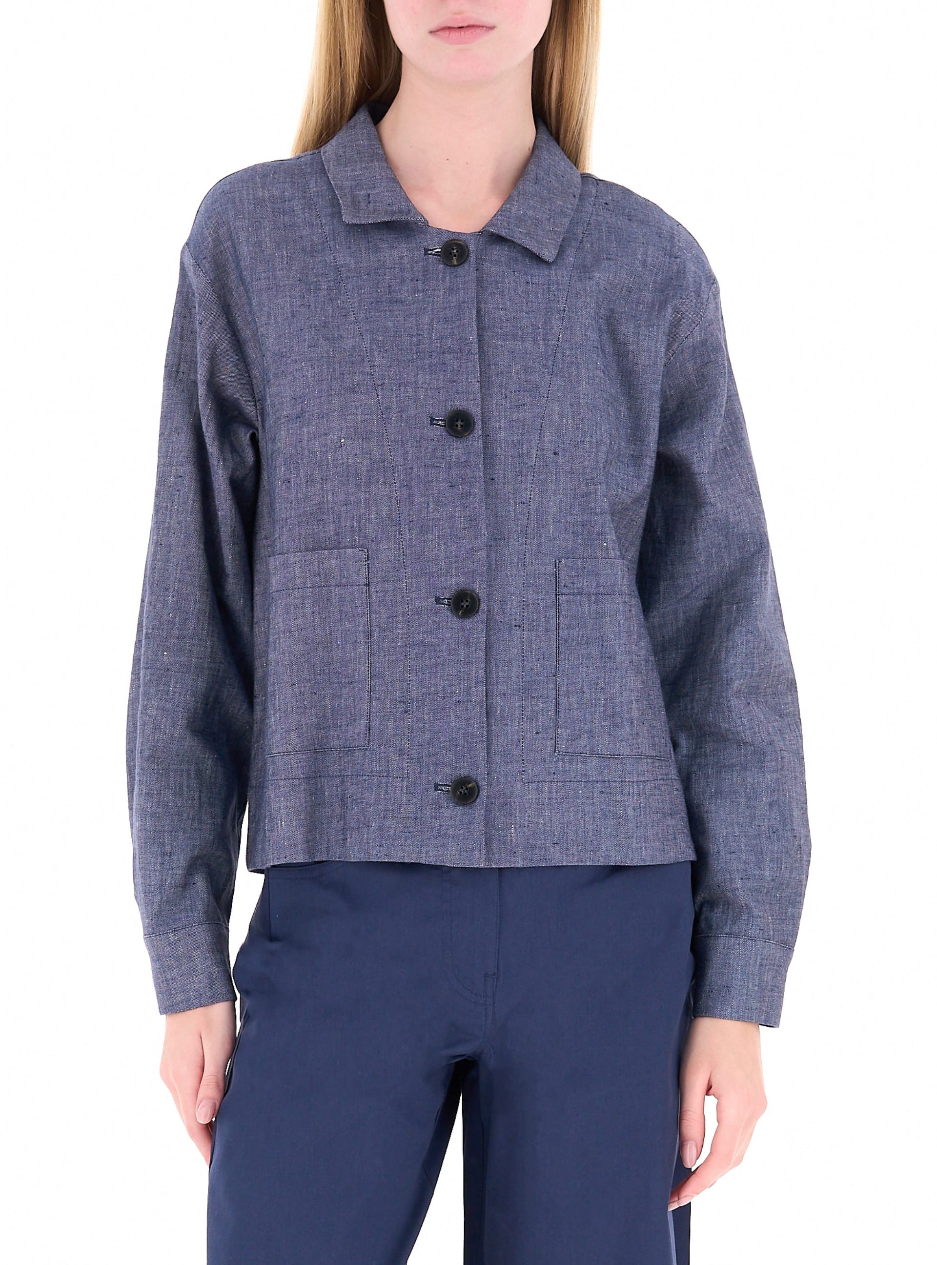 Giacca Misto Lino BLU 44