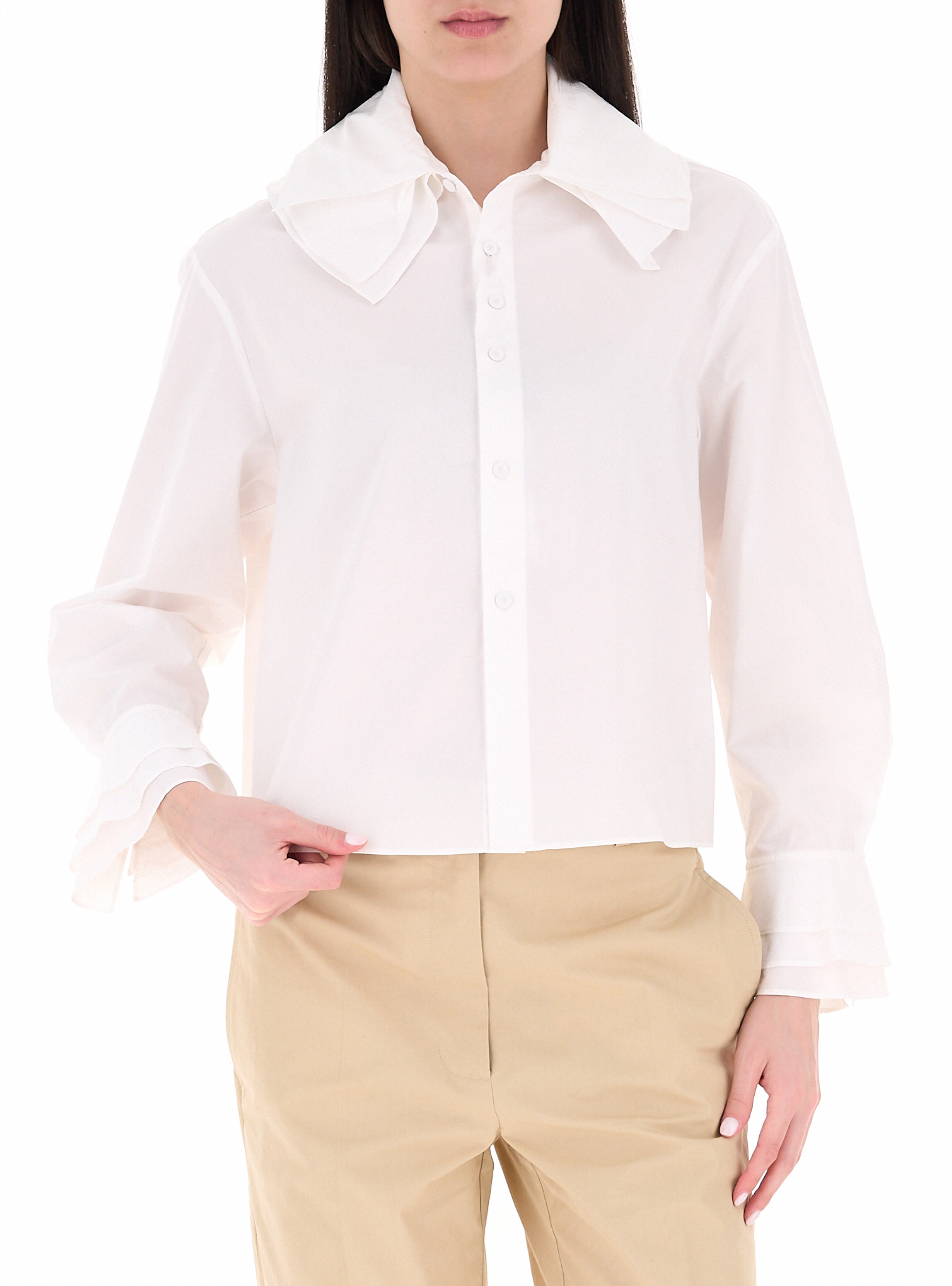 Marella Camicia con volants BIANCO