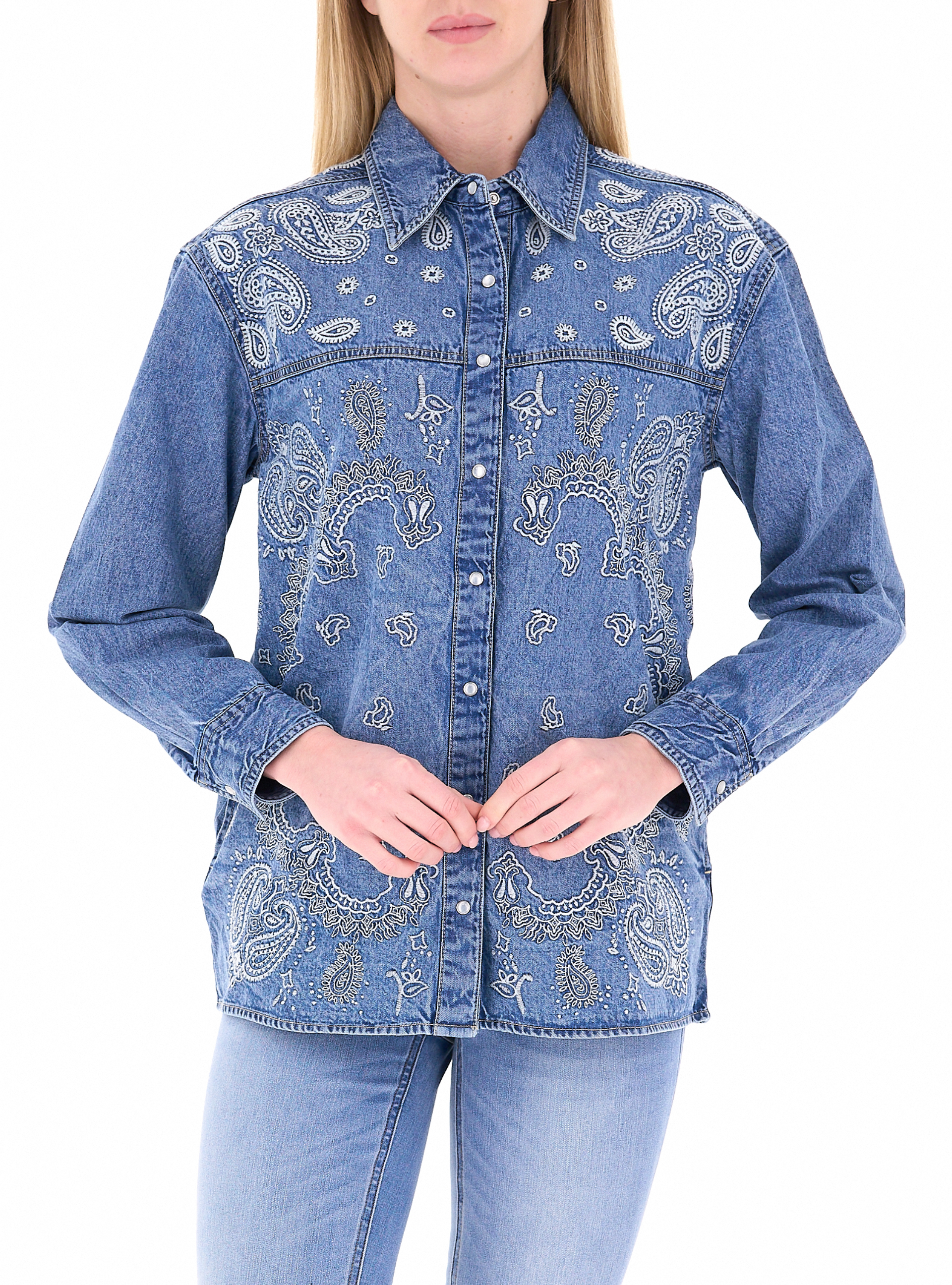 Camicia con ricami BLU CHIARO