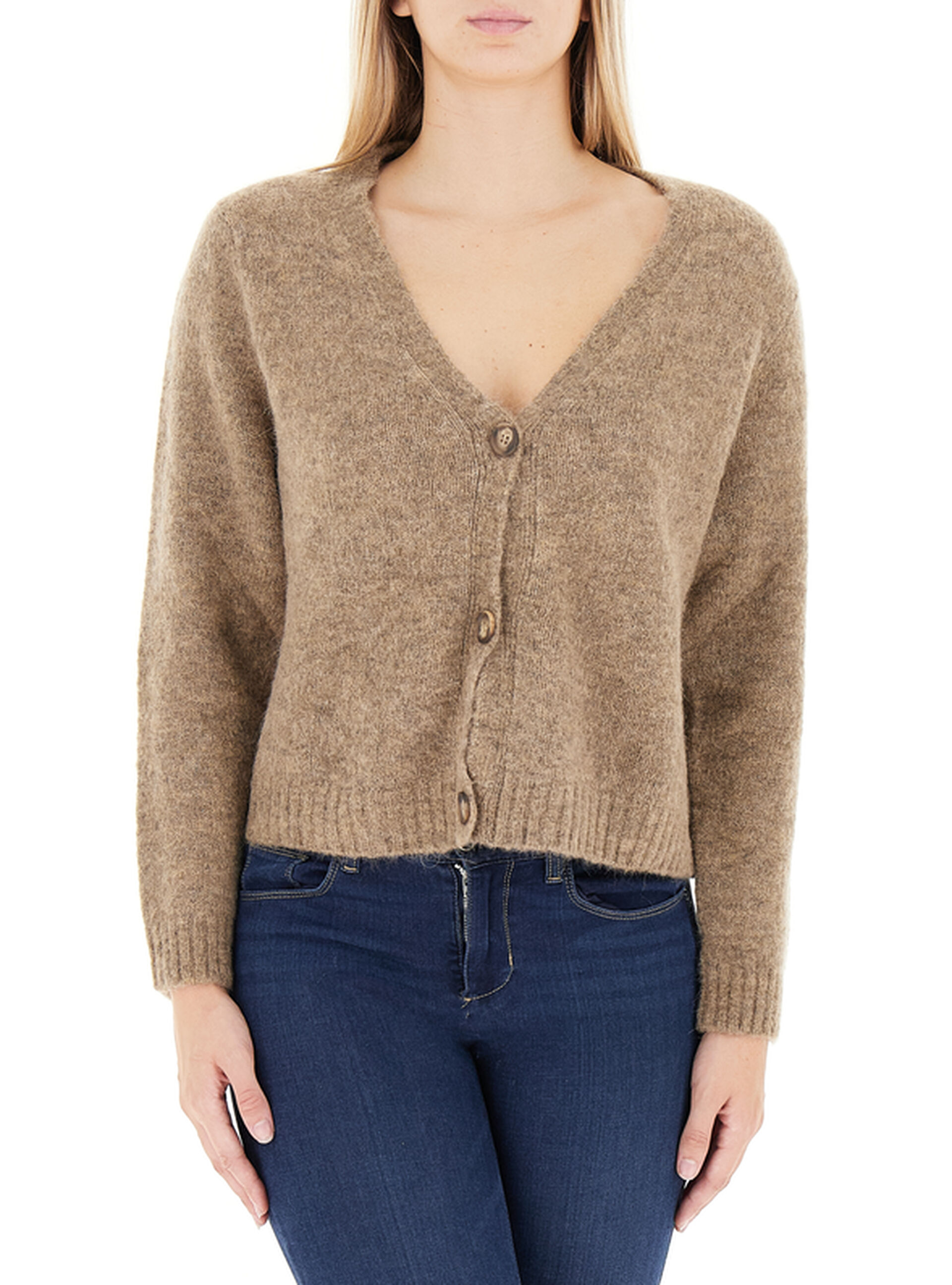 Cardigan misto lana MARRONE CHIARO L