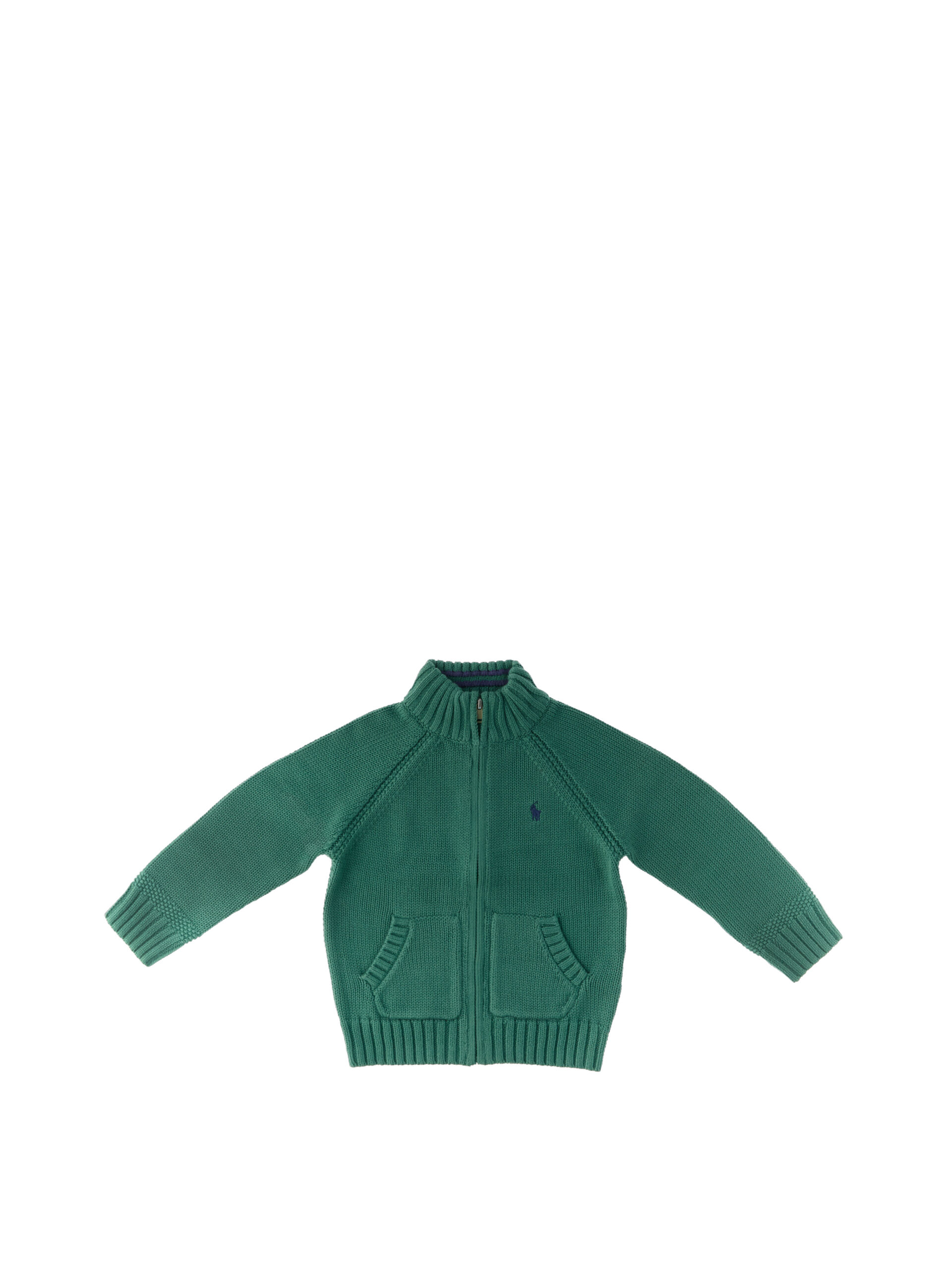 Cardigan con zip POLO BOYS VERDE SCURO 2