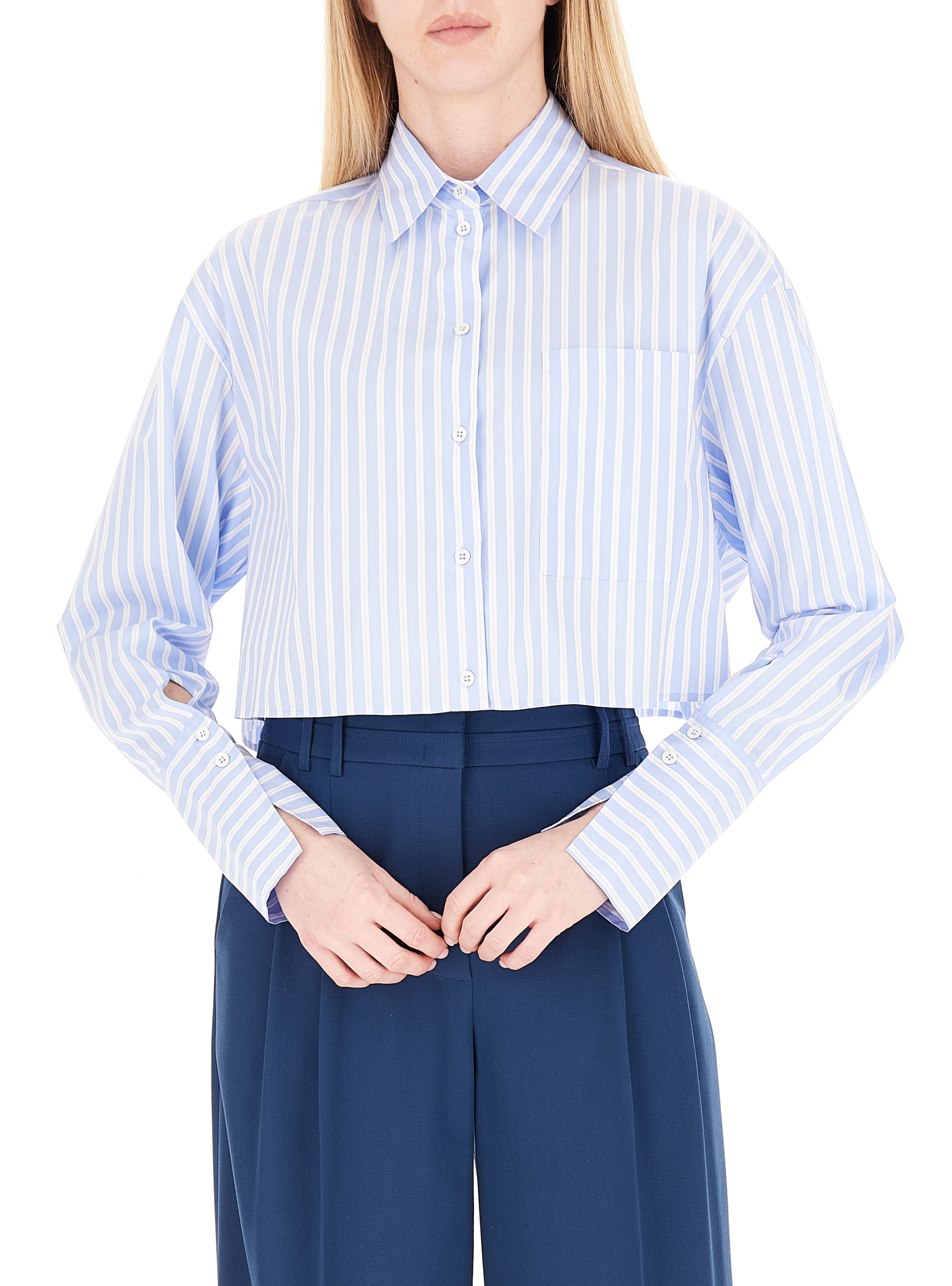 Camicia cropped AZZURRO OXFORD 42