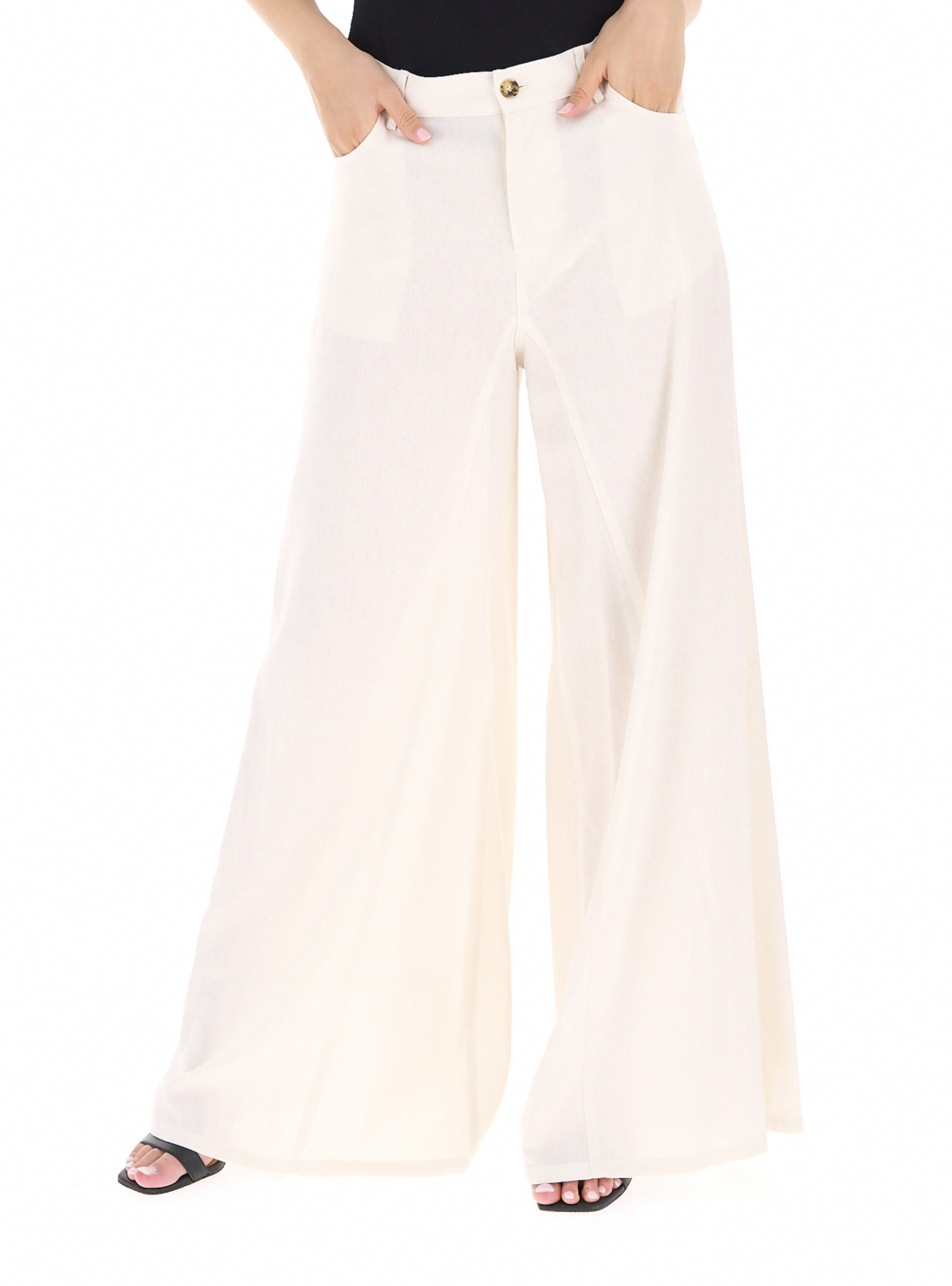 Pinko Pantalone wide leg AVORIO 42
