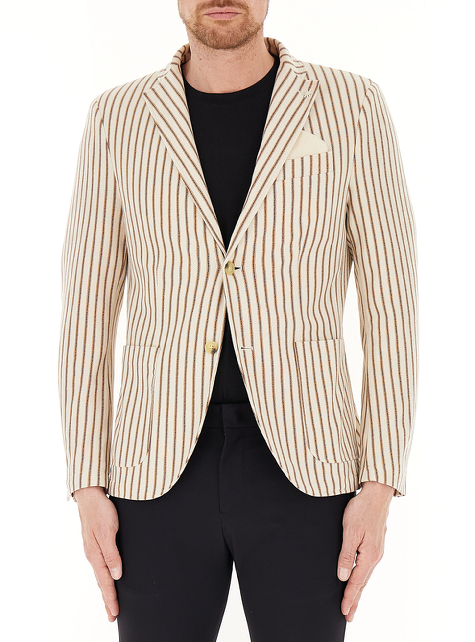 MANUEL RITZ Giacca gessata BEIGE