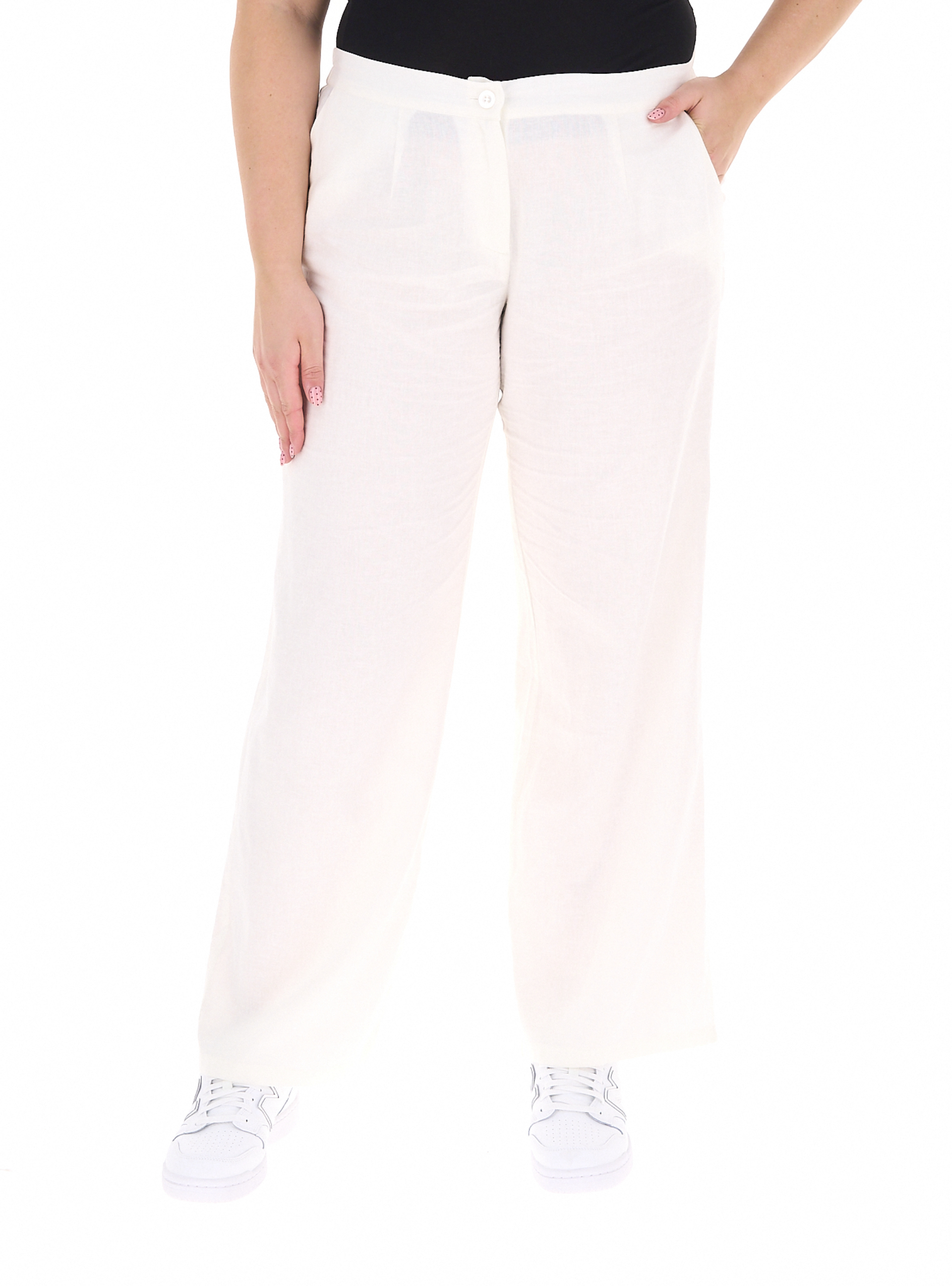 Pantalone misto lino PANNA 47