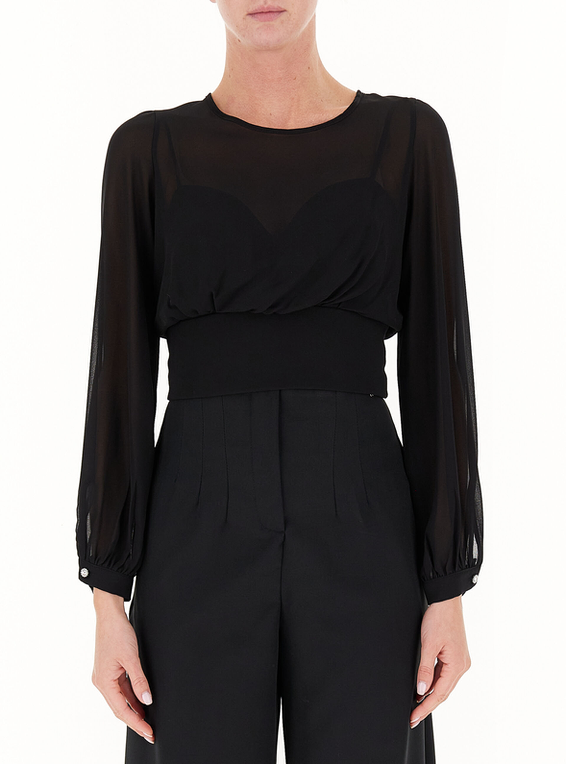 RINASCIMENTO Blusa cropped NERO