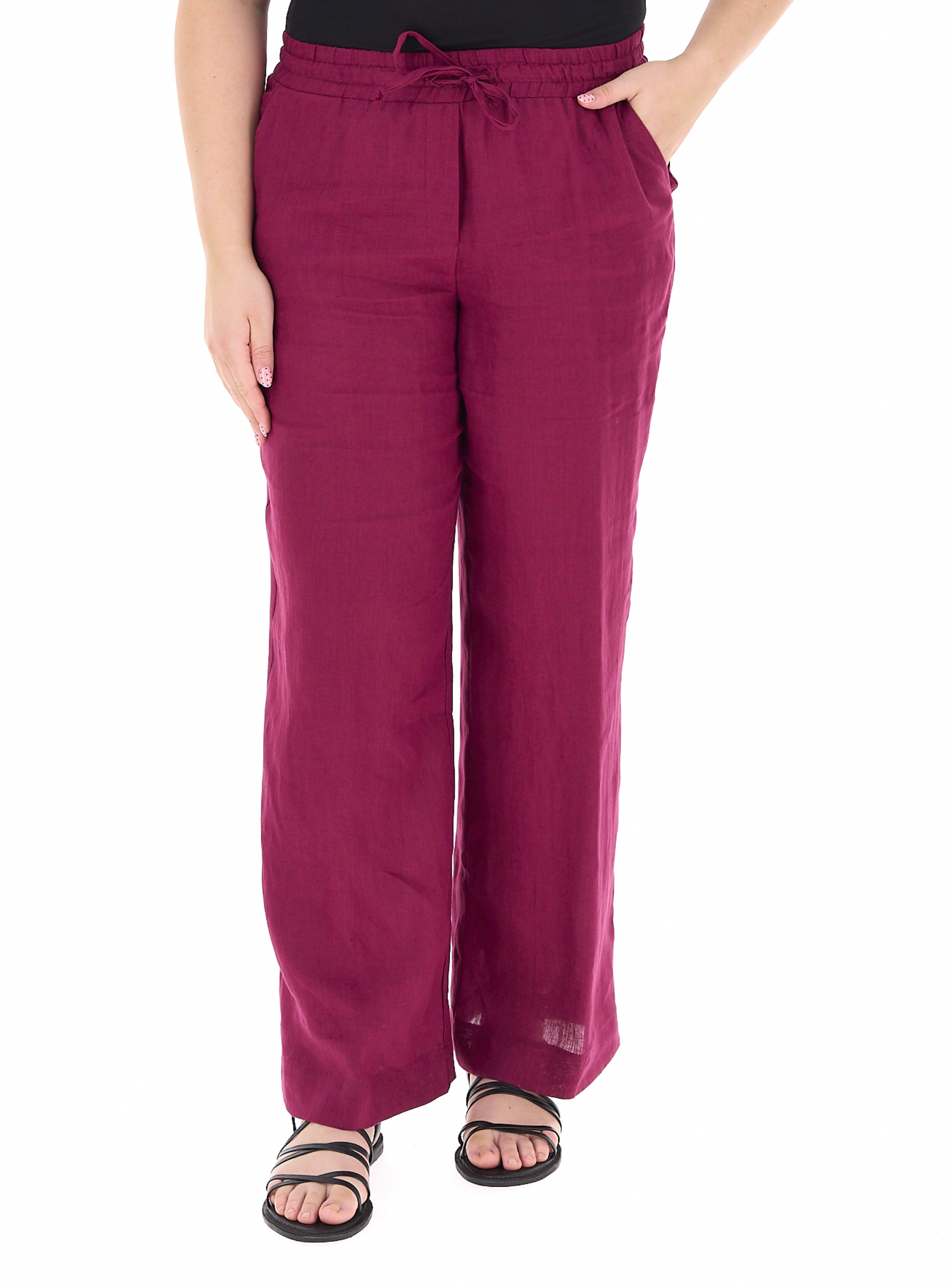 Pantalone in lino CICLAMINO 53