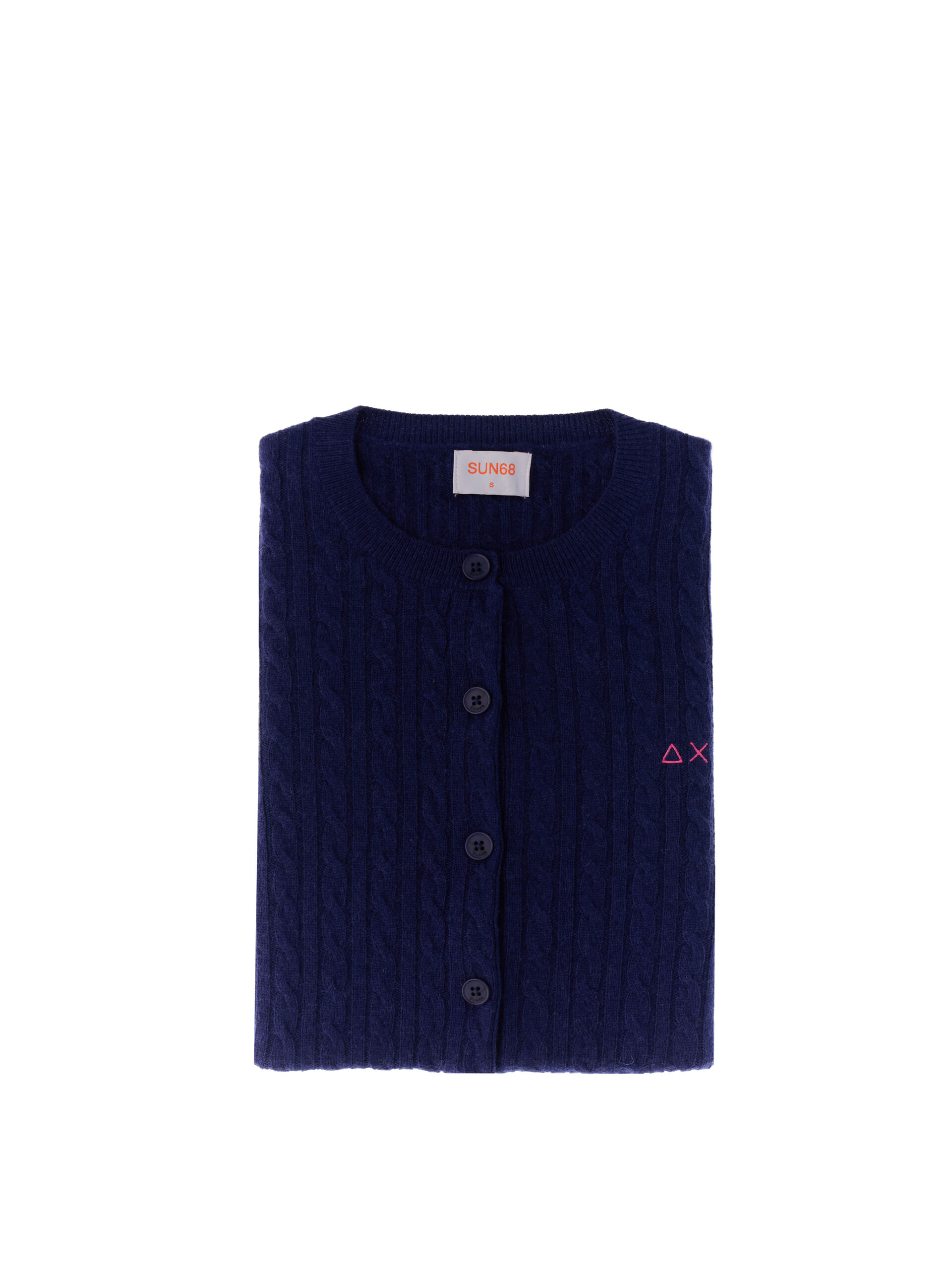 Cardigan trecce lana cashmere BLU NAVY L
