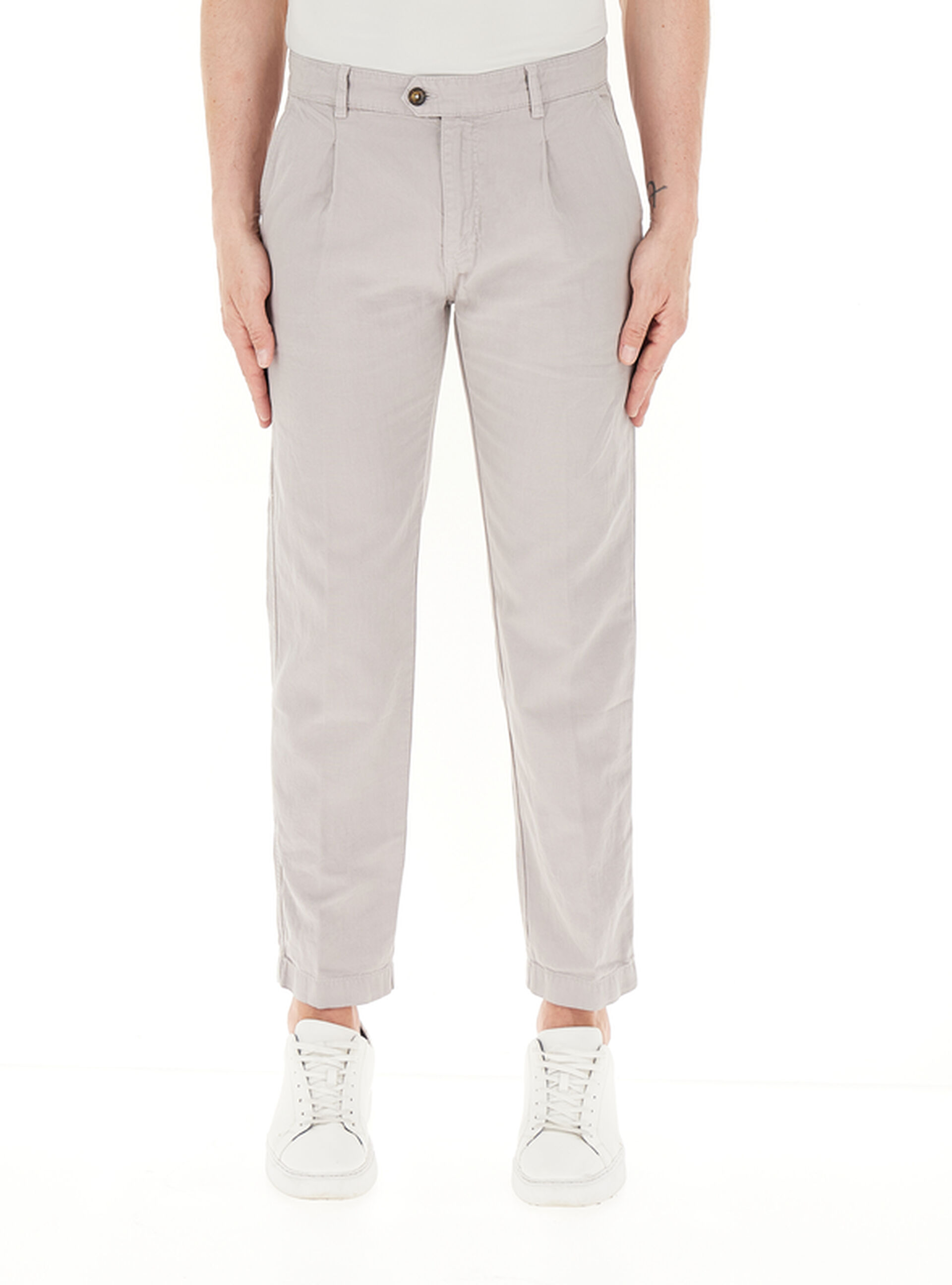 Pantalone misto lino BEIGE