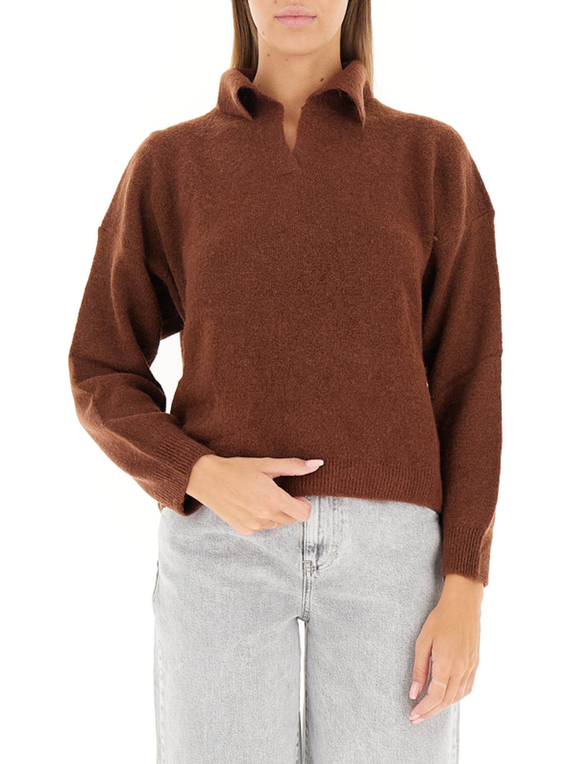 Maglione misto alpaca MARRONE