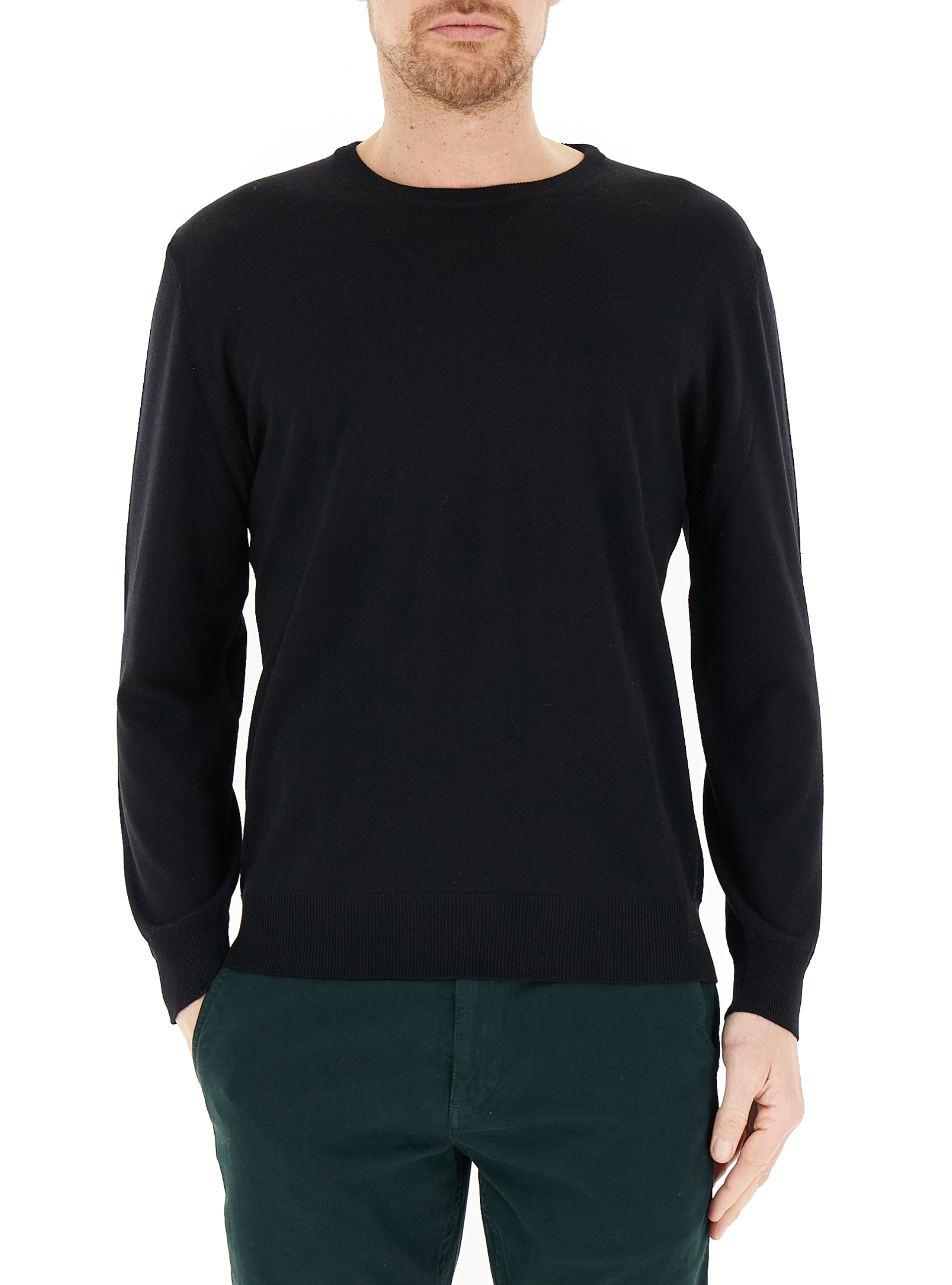 PREMODE Maglia lana merino NERO