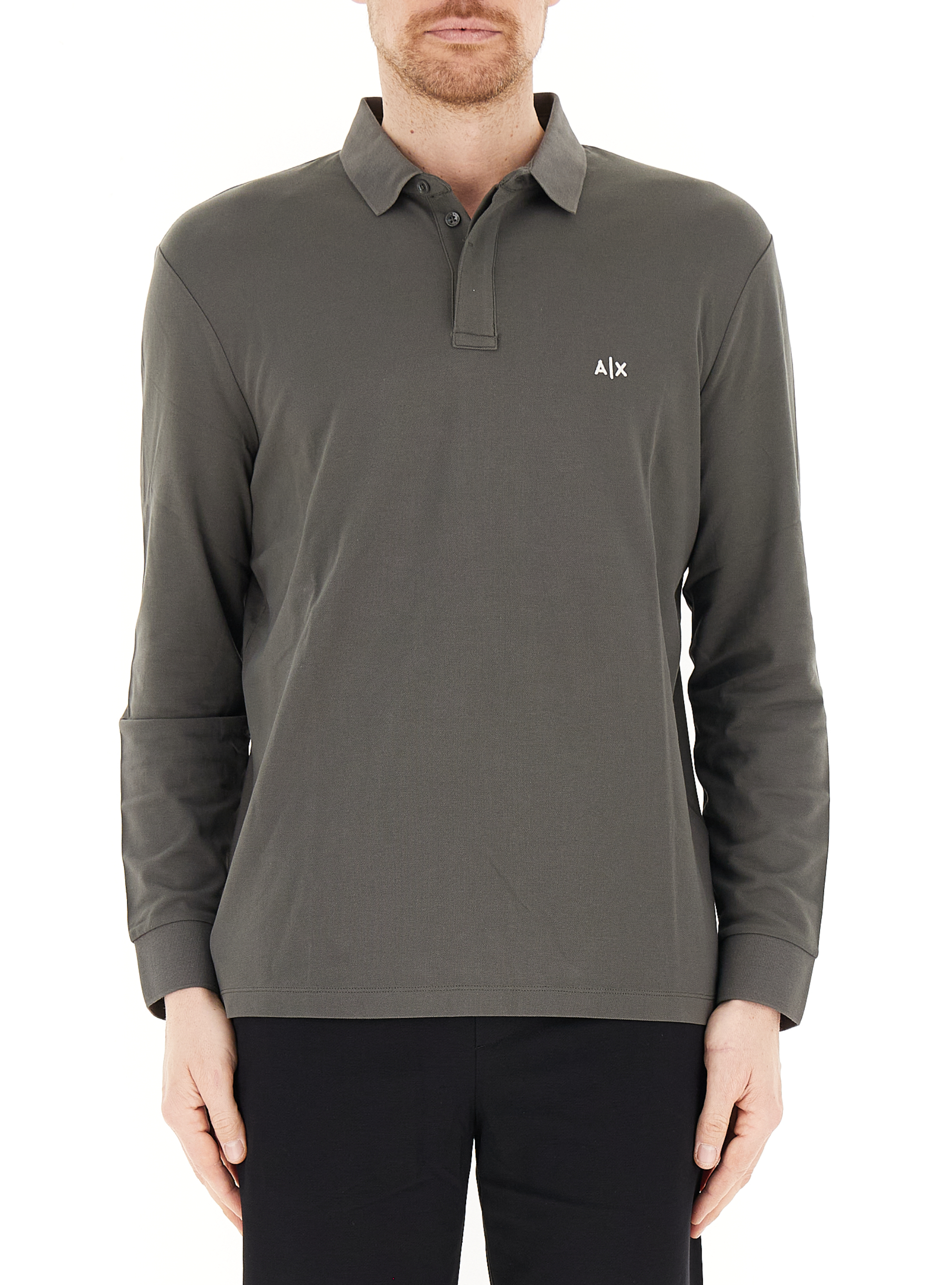 Polo maniche lunghe GRIGIO SCURO XXL