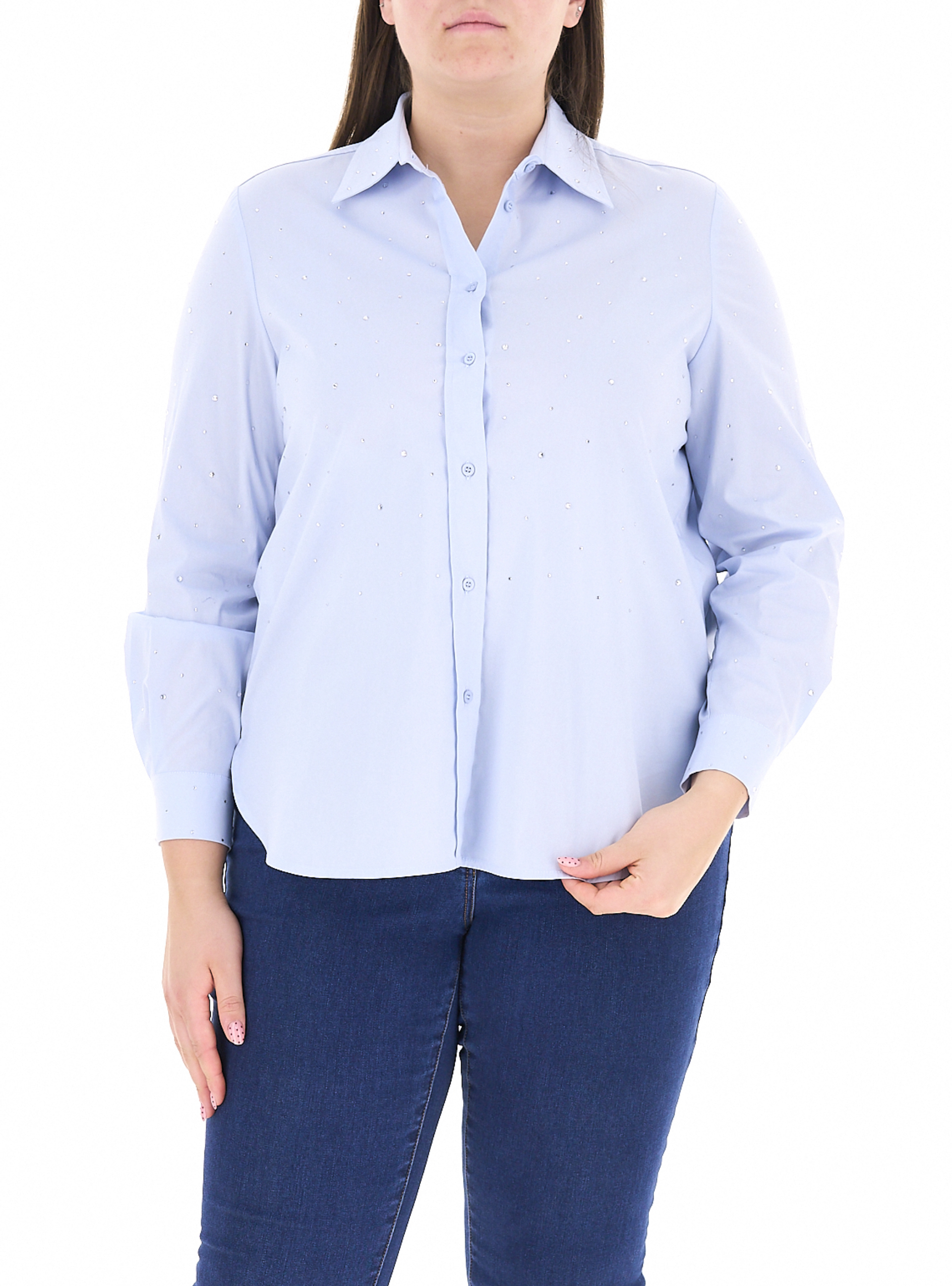 Camicia con strass AZZURRO OXFORD 45