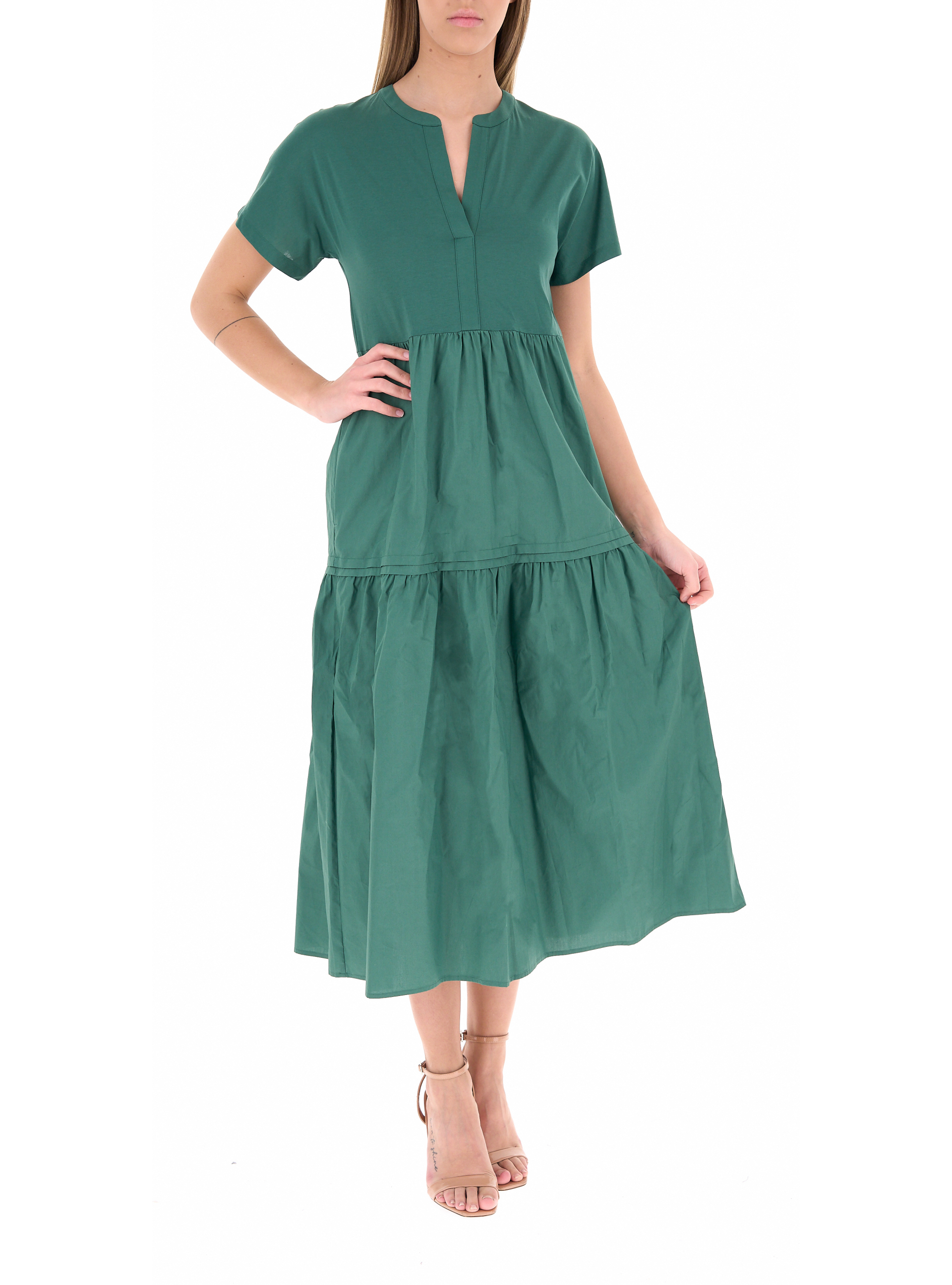 Abito in cotone VERDE BOTTIGLIA
