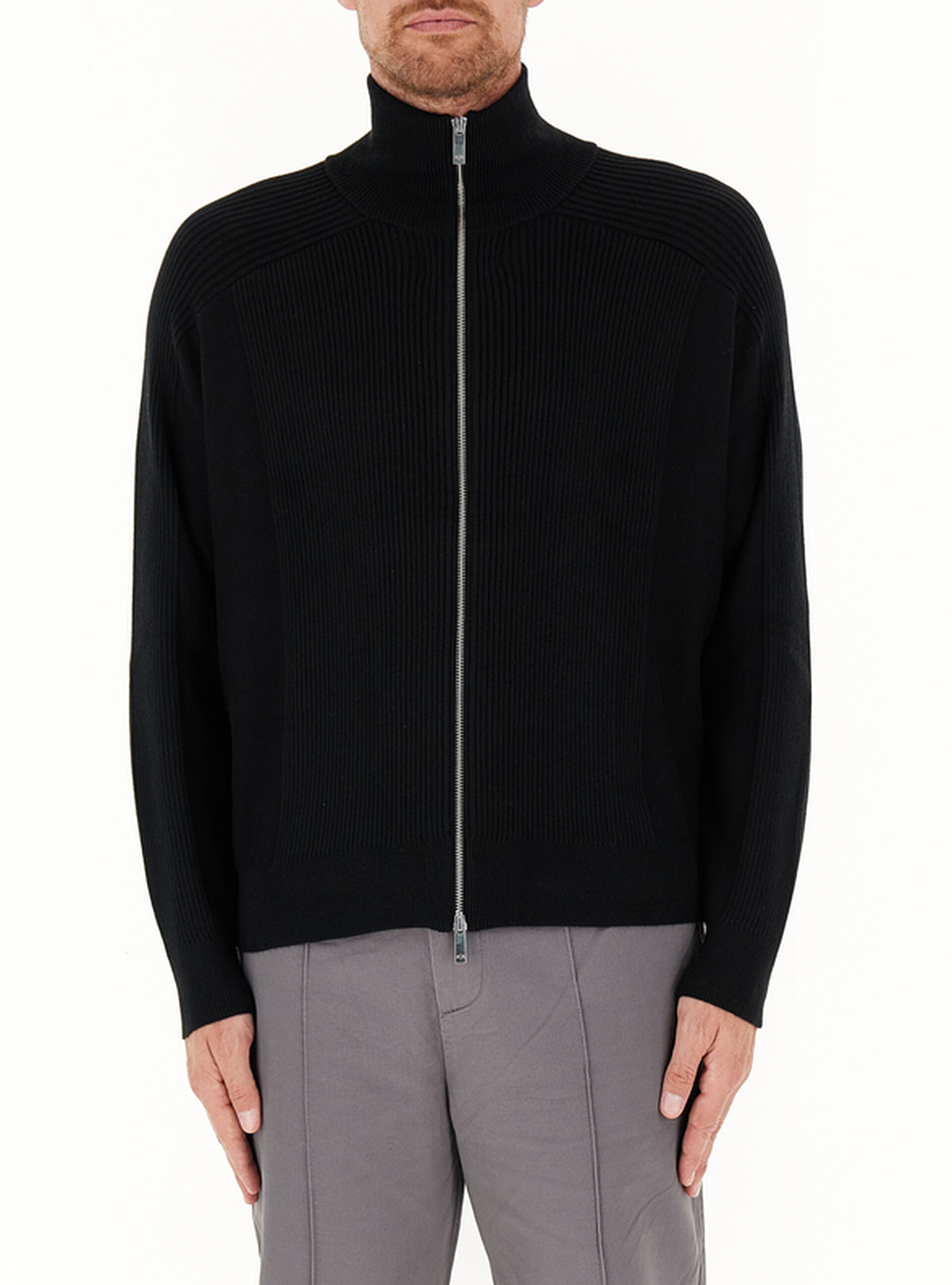 Cardigan con zip NERO