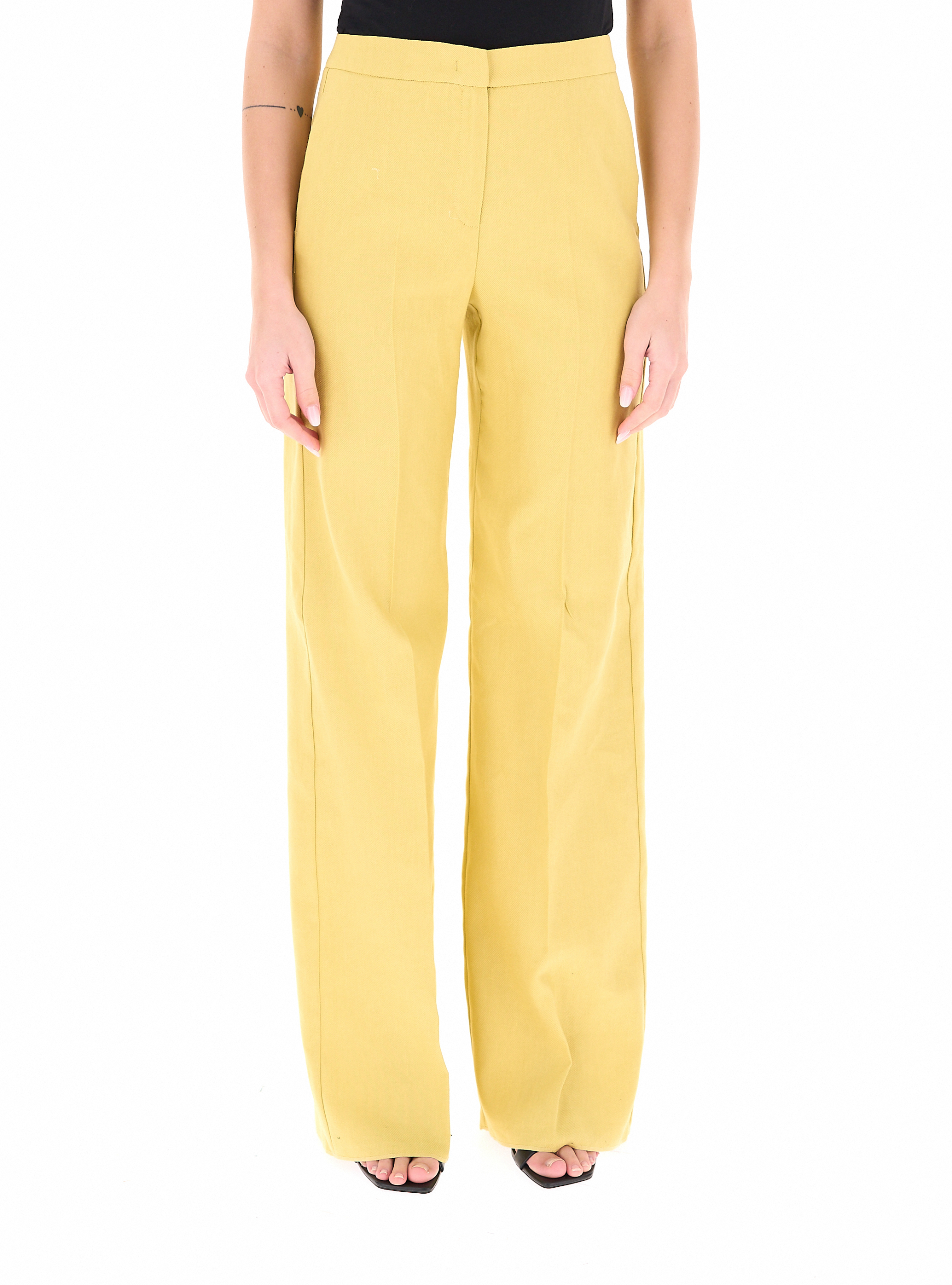 Pantalone misto lino GIALLO 46