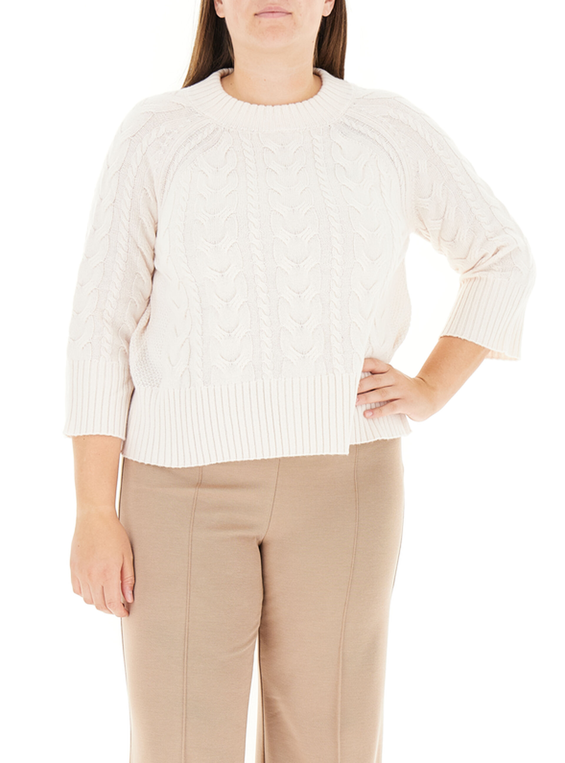 Maglione a trecce PANNA S