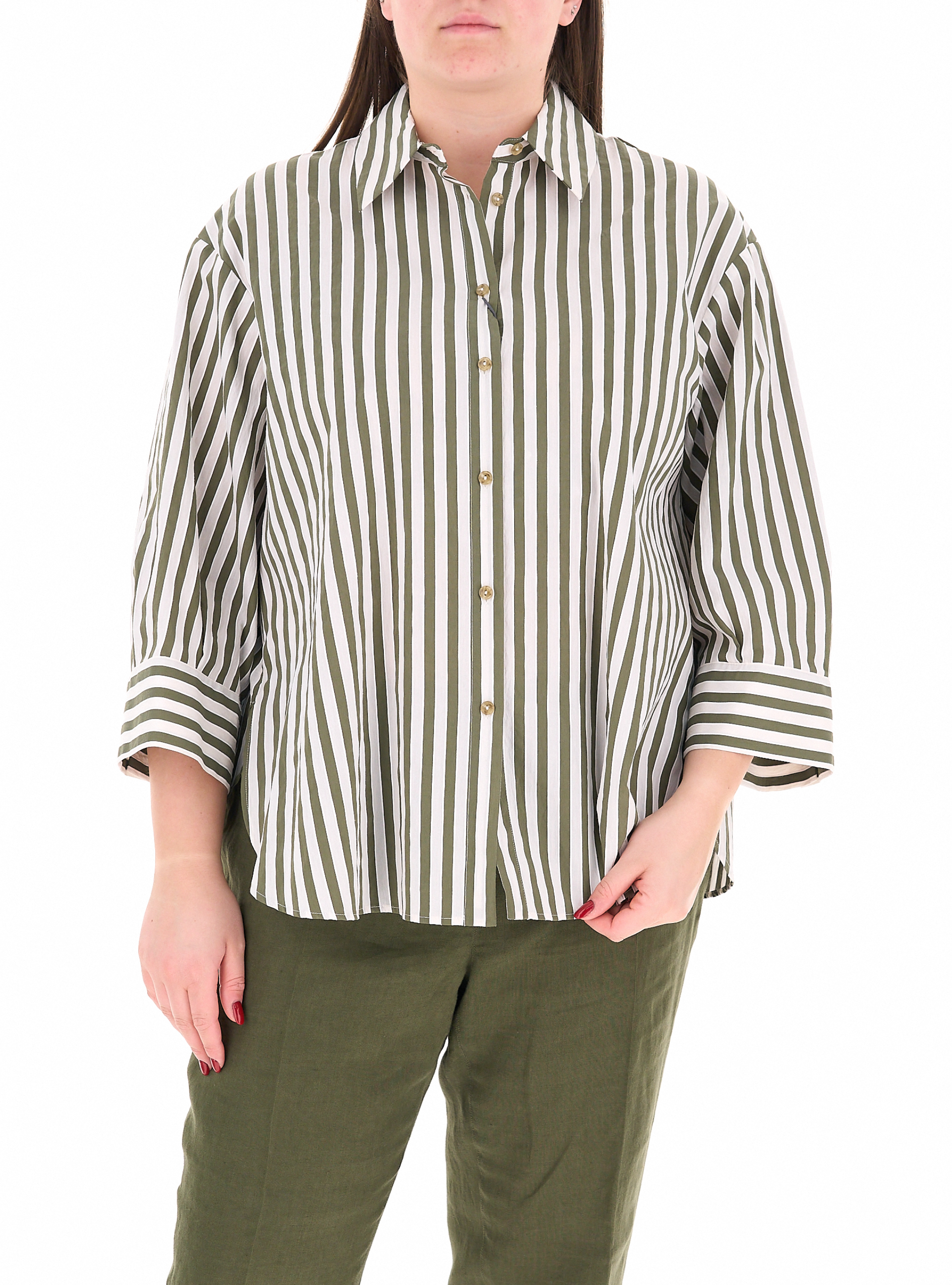 Camicia a righe VERDE MILITARE 23